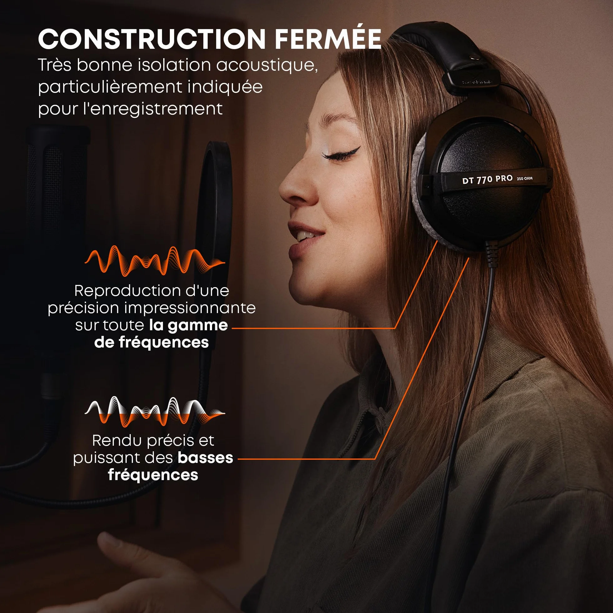 beyerdynamic DT 770 Pro 80 Ohm Casque Audio Studio Circum-aural Fermé Filaire Enregistrement Monitoring Professionnel Fabriqué Main Allemagne