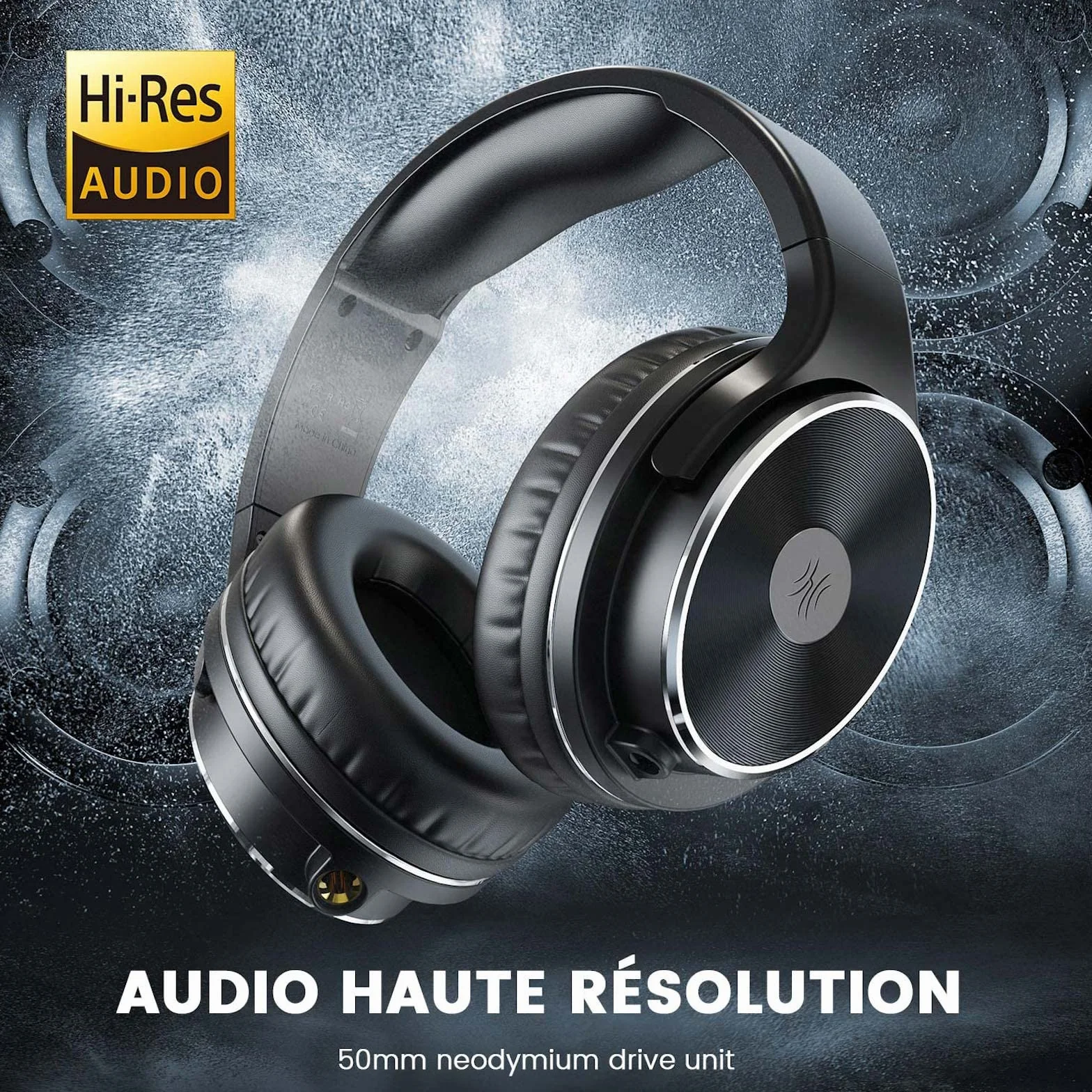 OneOdio Casque Audio Filaire Hi-Fi Hi-Res pour Guitare Piano avec Micro, Confort Léger, Noir