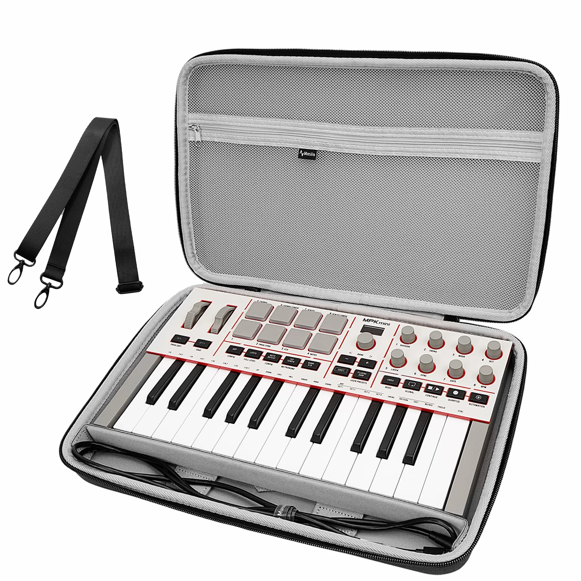 Étui en Velours Premium pour Clavier MIDI Compatible avec MPK Mini IV, Arturia MiniLab 3, MiniLab MkII 25 Slim (Gris)