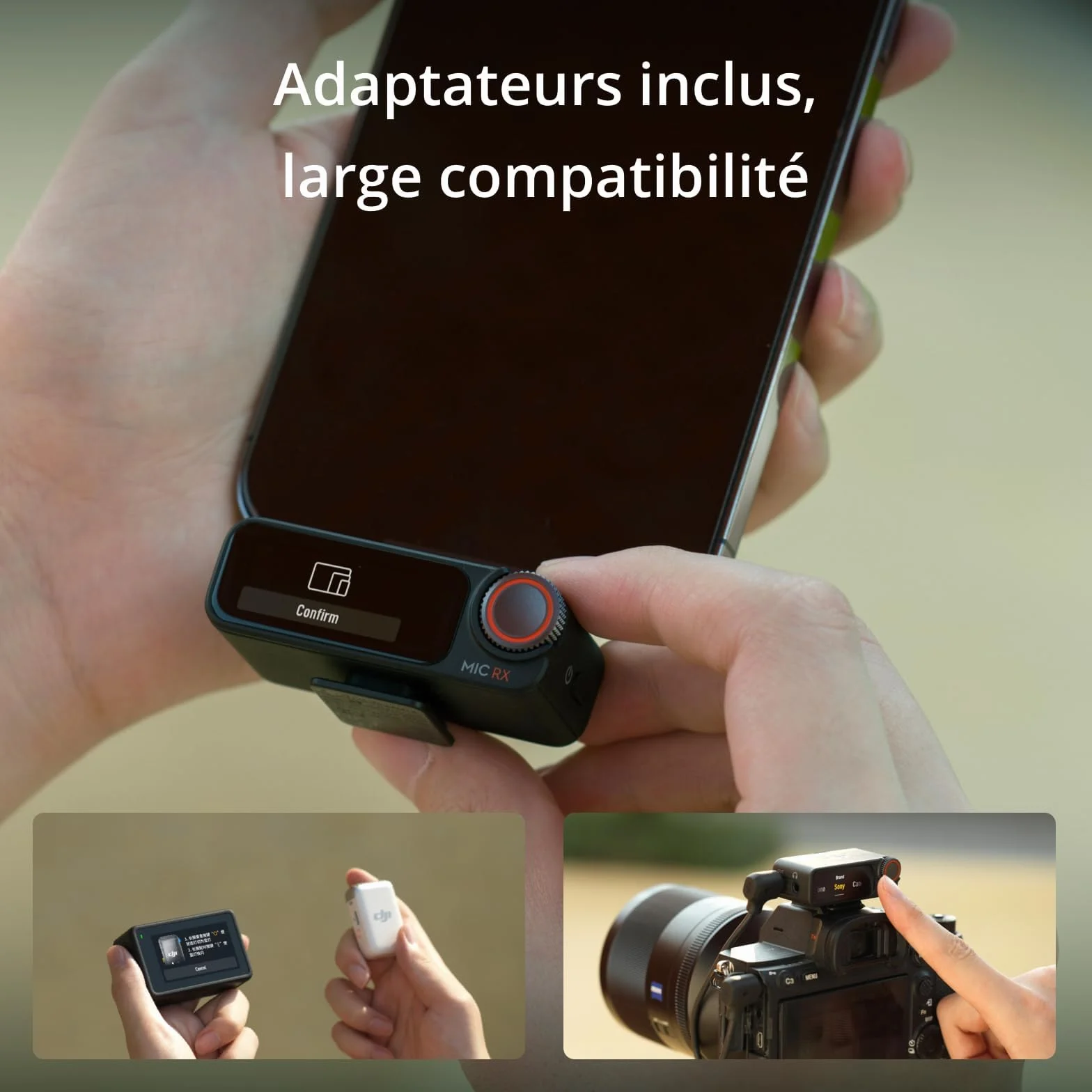 DJI Mic 2 (2 TX + 1 RX + Boîtier de Recharge) Micro sans Fil Tout-en-Un, Réduction Intel. du Bruit, Enregistrement Interne 32 Bits, Portée 250 m
