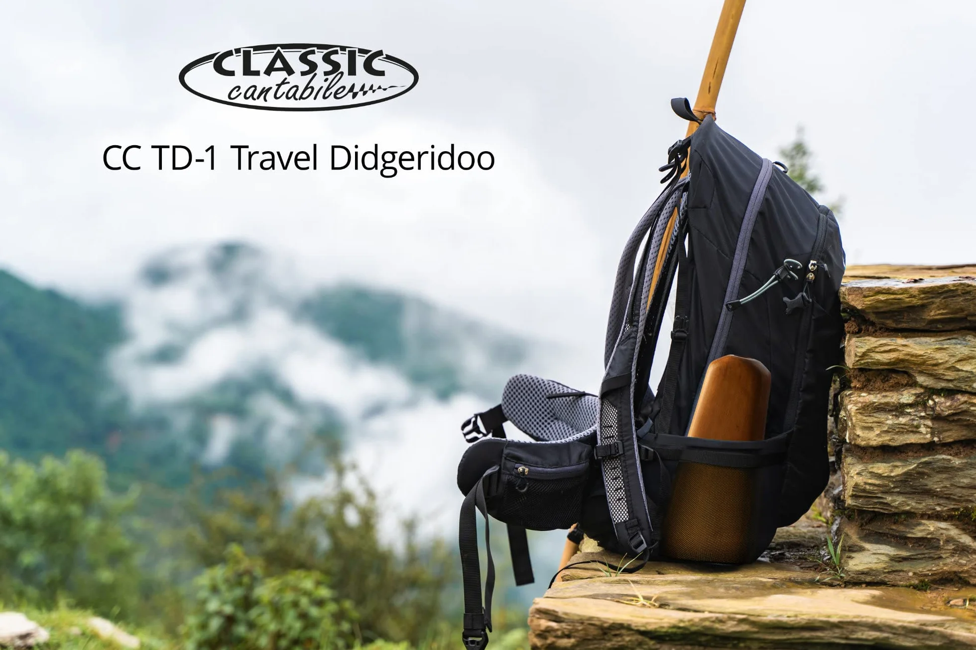 Classic Cantabile TD-1 Travel Didgeridoo 30 cm bois d'acajou laqué son authentique