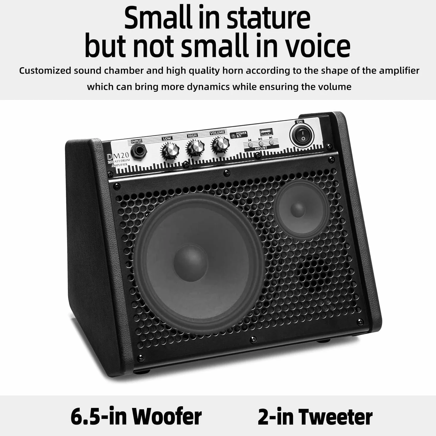 Coolmusic DM20 Moniteur Personnel Amplificateur 20W Bluetooth pour Batterie Électrique, Clavier, Guitare Acoustique