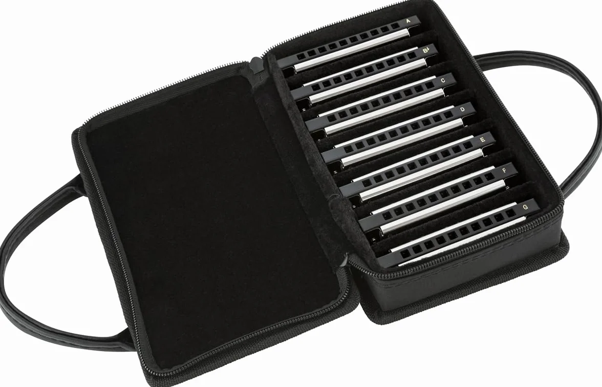 Fender Blues Deluxe 7 Set, Harmonica Collection Complète avec Étui
