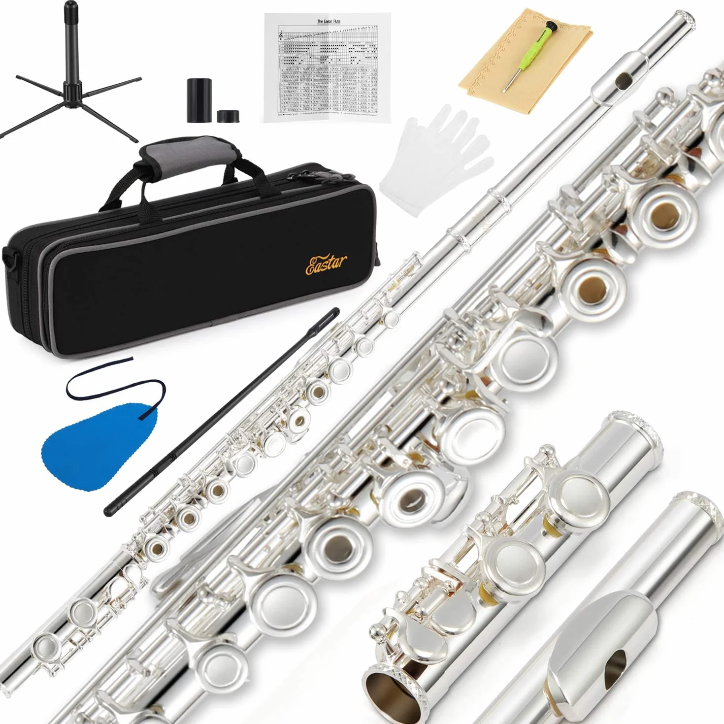 Eastar EFL-1 16 Keys Silver Plated C Flute Open/Close Hole