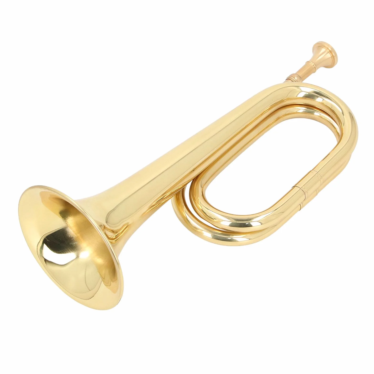 Trompette à clé C Bugle de Cavalerie en Laiton Doré Instrument Militaire