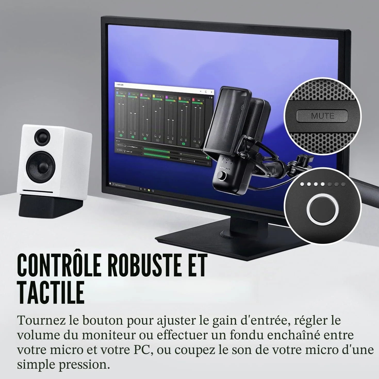 Elgato Wave:3 Micro à condensateur USB studio streaming podcast gaming télétravail logiciel mixage gratuit plug-ins effets anti-distorsion plug & play Mac PC