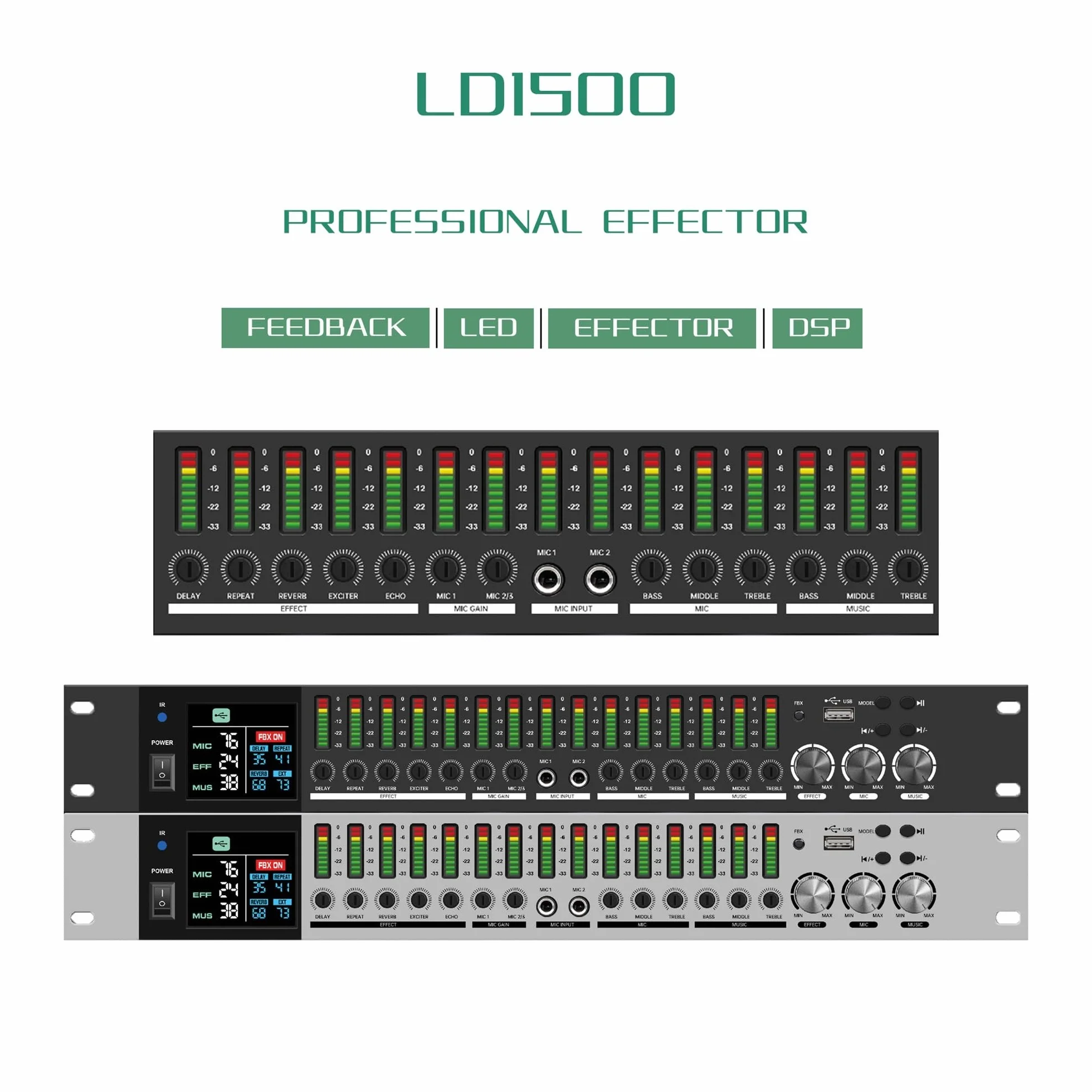Processeur D'effets Audio KTV Professionnel DSP Bluetooth Anti-hurlement Pour Scène Karaoké (Noir)