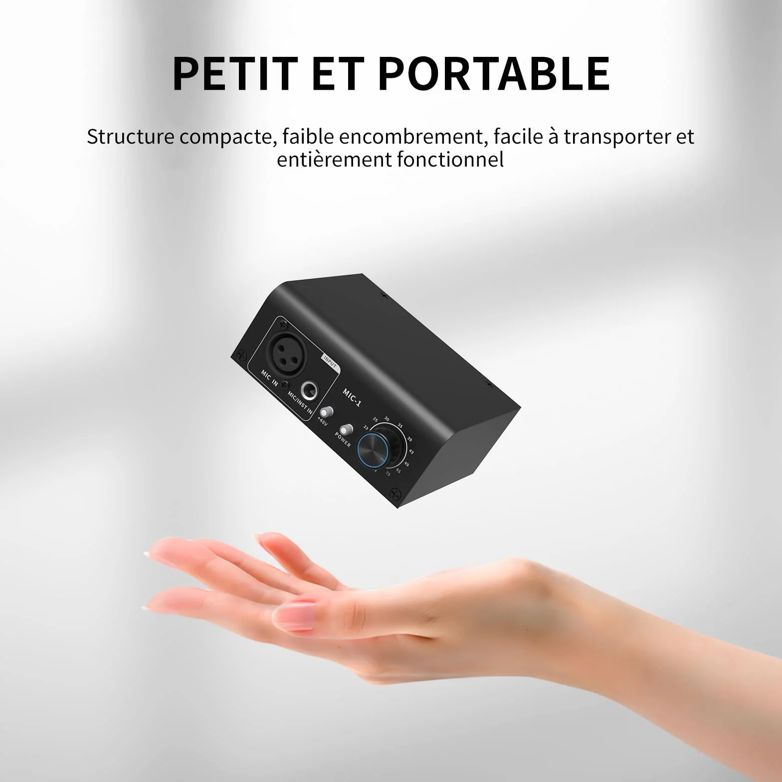 XTUGA XIC1 Préampli micro 2 entrées 75db Gain 48V Phantom Power XLR