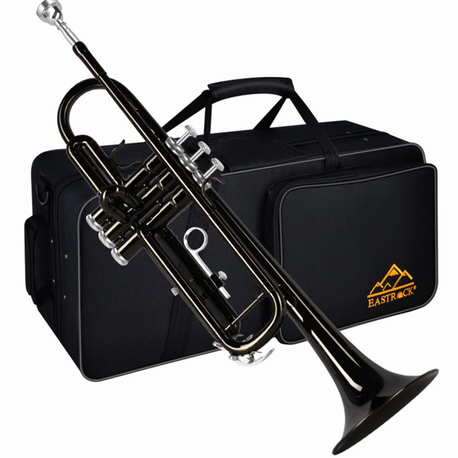 EASTROCK Trompette en Sib pour débutant, laiton standard avec étui, gants, embouchure 7C (Noir)