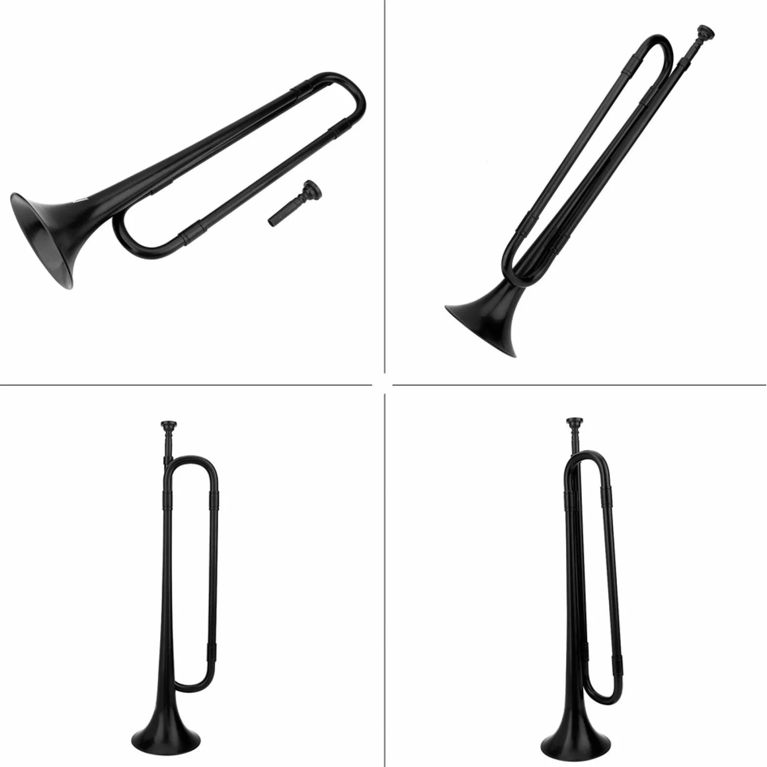 Trompette cavalerie clairon en Plastique avec Embouchure B pour Enfants étudiants débutants Noir