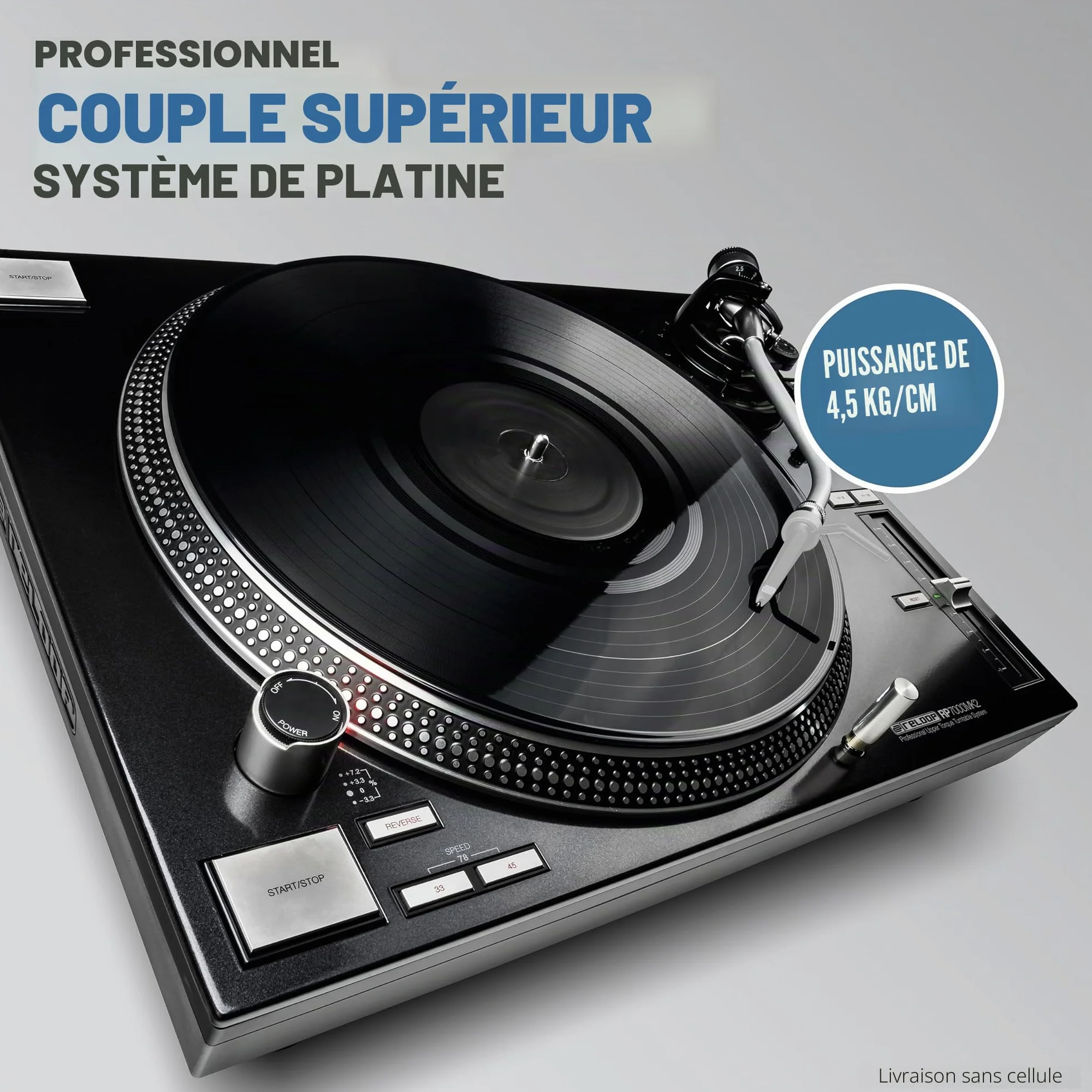 Reloop RP-7000 MK2 Platine DJ Professionnelle avec entraînement Direct Upper Torque Quartz