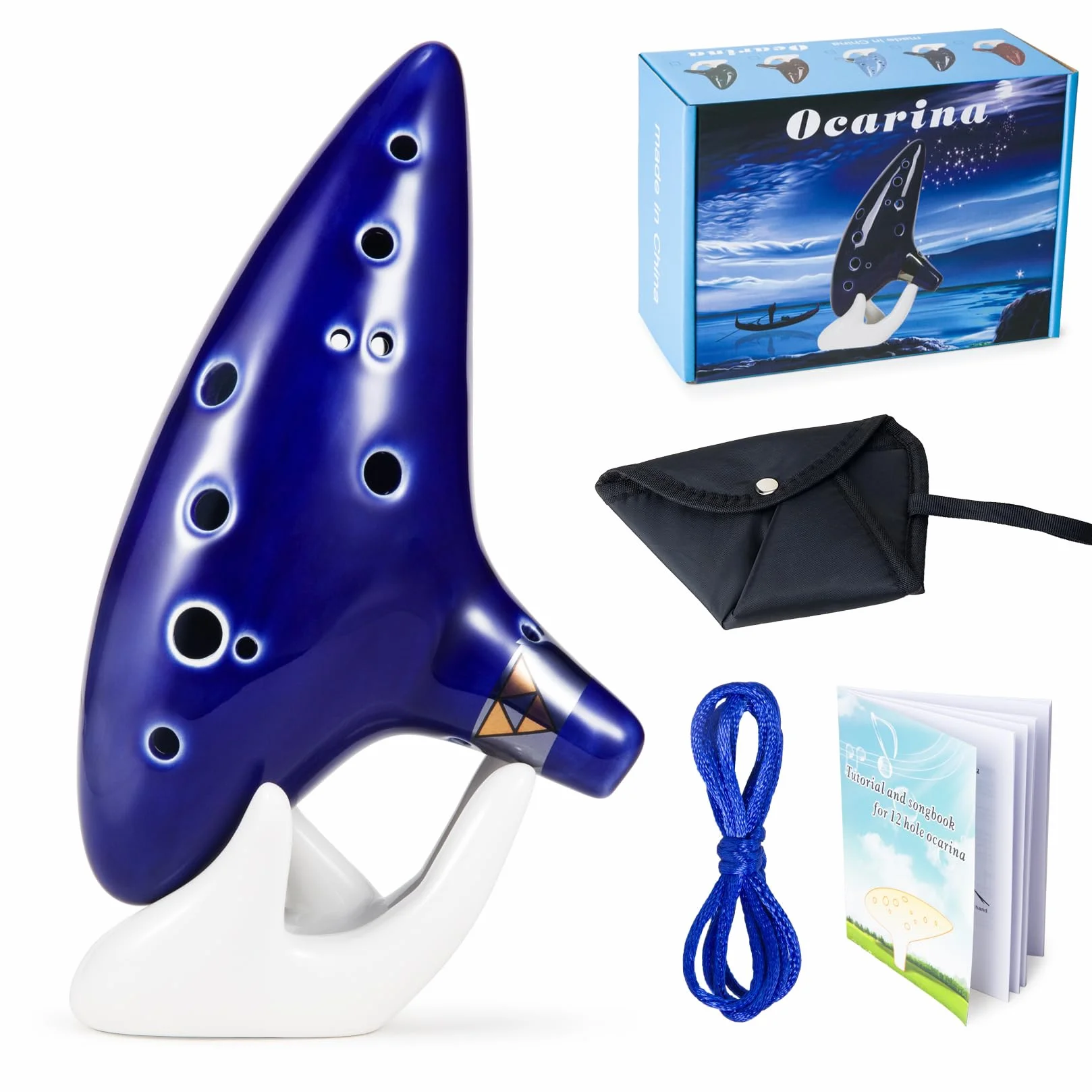 Ocarina Zelda 12 trous Alt C Ocarina of Time Replica bleu marine