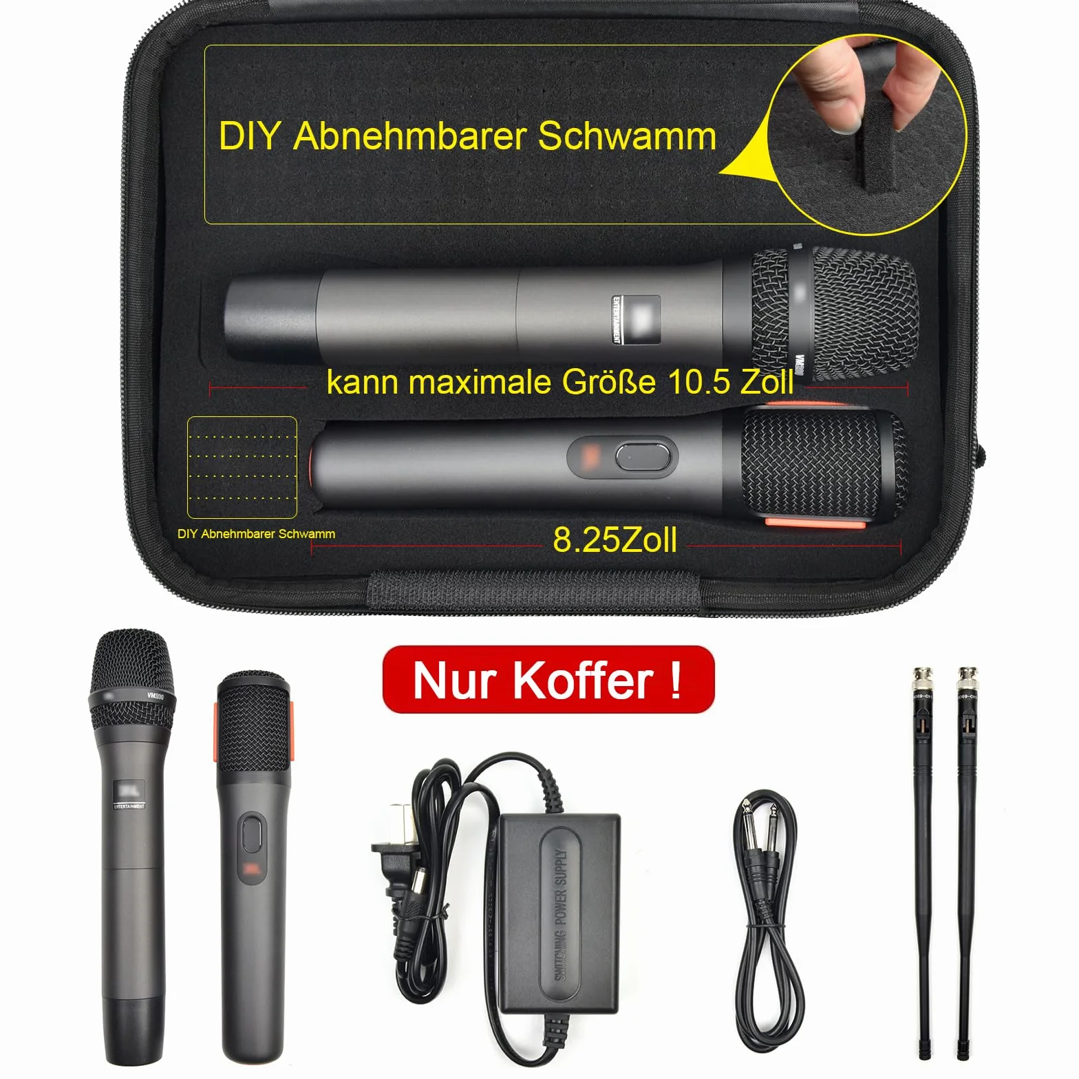 Étui de microphone sans fil pour JBL, Tonor, Shure, Bietrun, 2 systèmes, mousse DIY