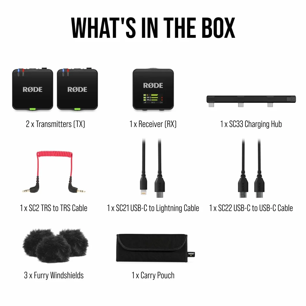 RØDE Wireless GO (Gen 3) Microphone sans Fil Compact 32 Bits Float Enregistrement Automatique du Niveau Noir