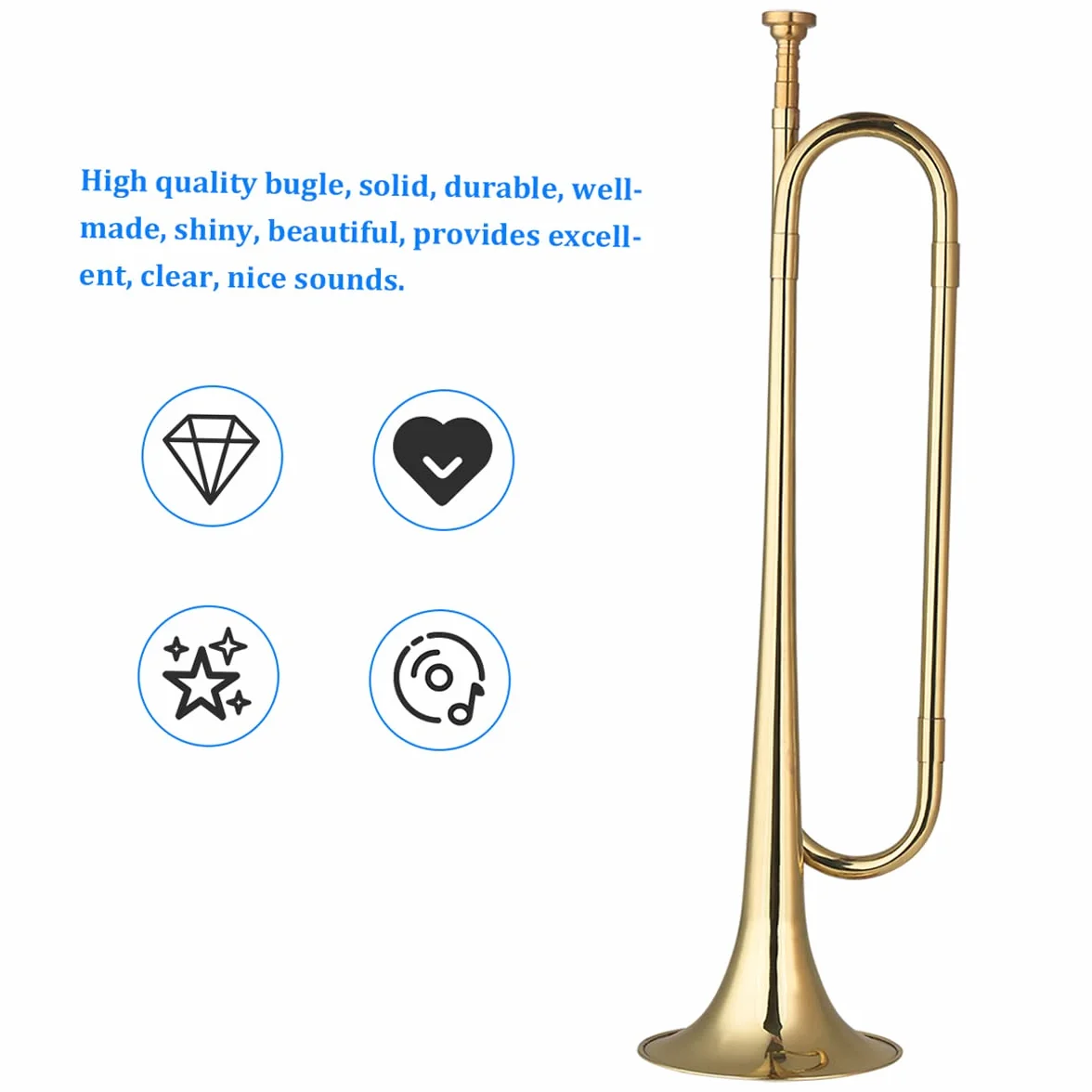 Trompette Clairon Musical Laiton C Bugle Call Plaqué Or 18,7 Pouces Instrument Débutants