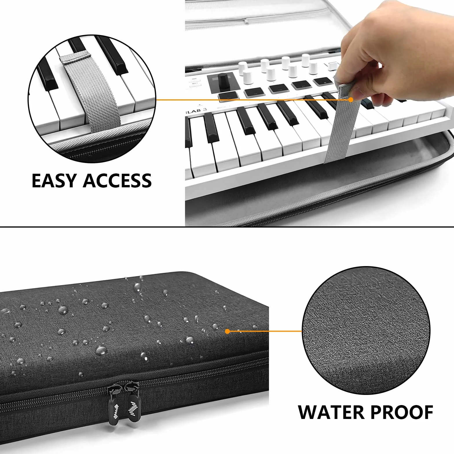 Étui en Velours Premium pour Clavier MIDI Compatible avec MPK Mini IV, Arturia MiniLab 3, MiniLab MkII 25 Slim (Gris)