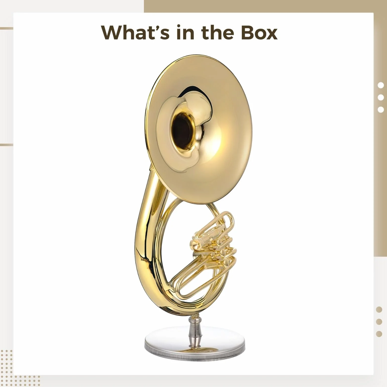 Sousaphone miniature en laiton doré avec support