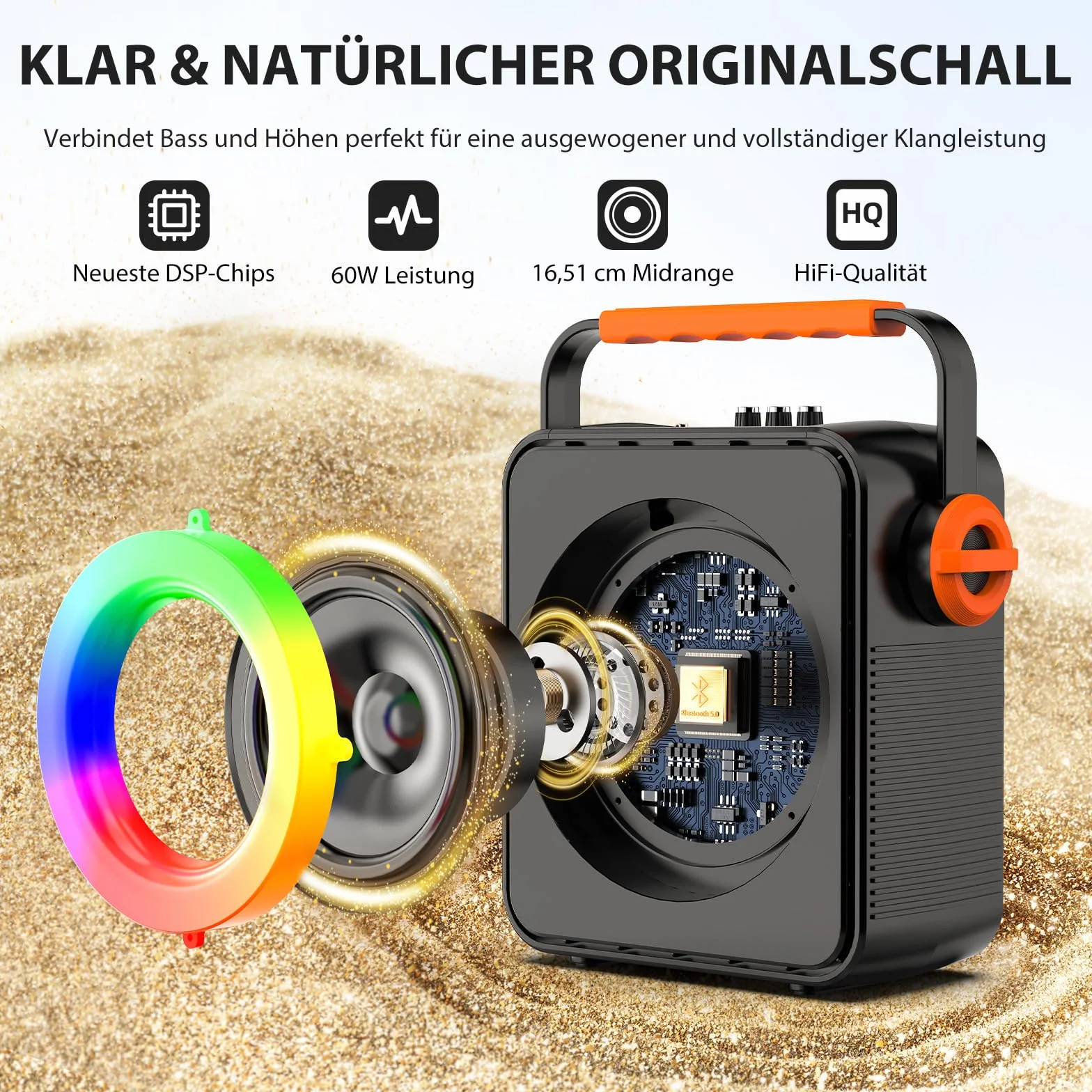 Karaoke Machine Bluetooth 5.3 120W Portable Enceinte avec Lumière RVB DSP