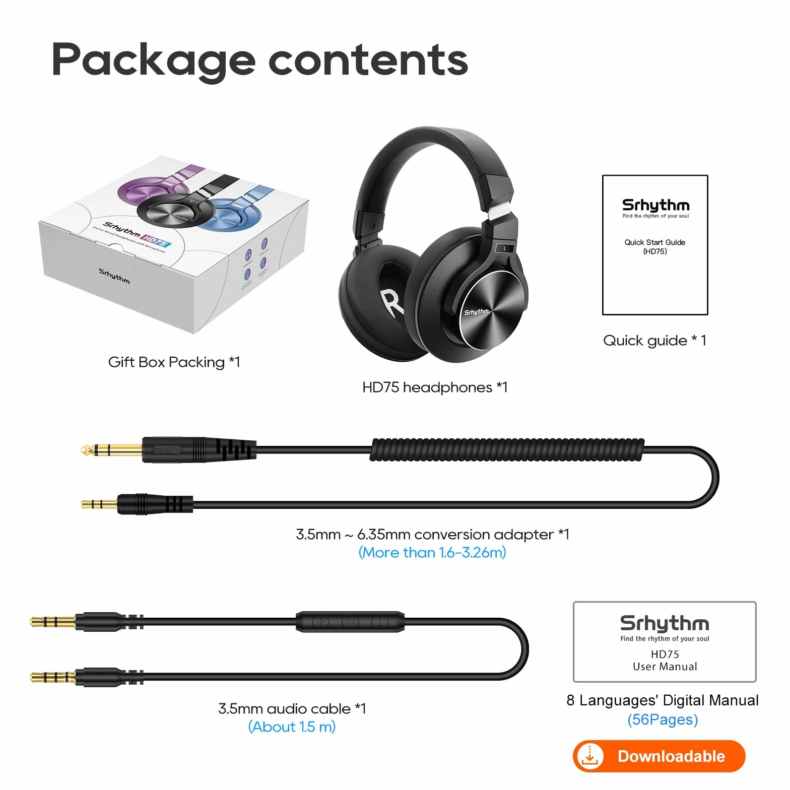 Srhythm HD75 Casque DJ filaire Studio