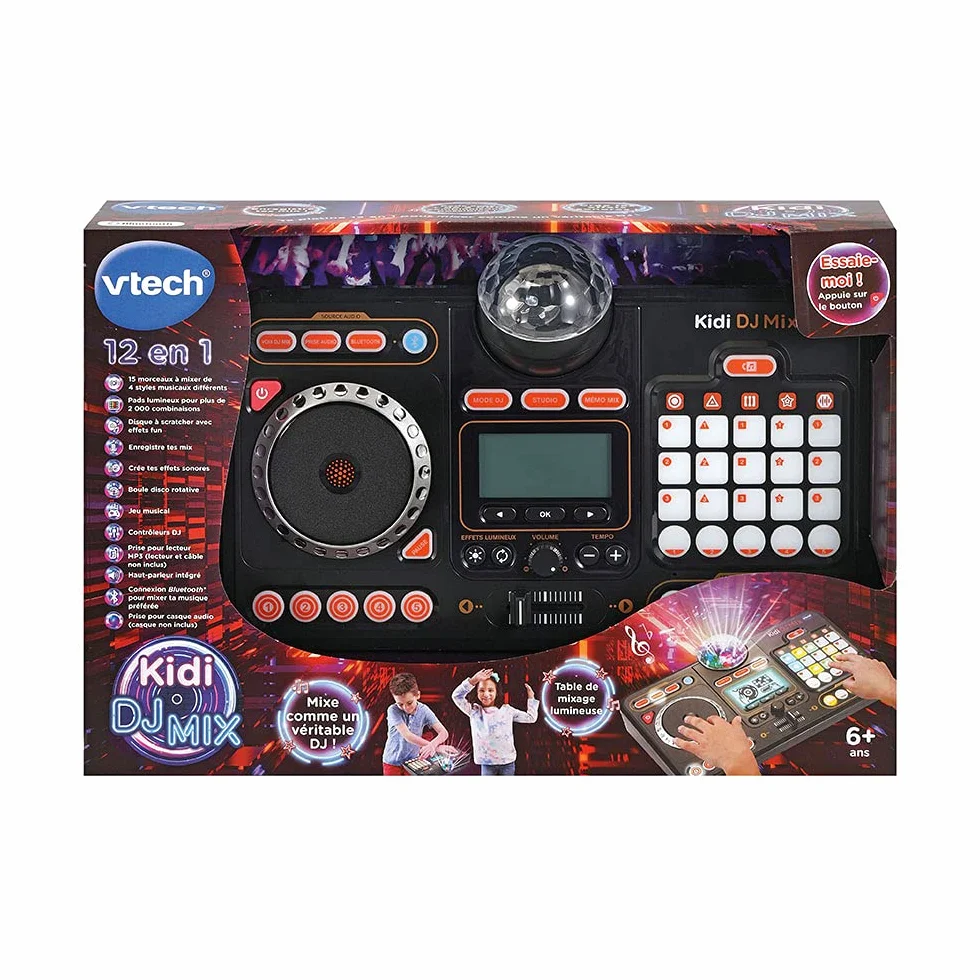 VTech Kidi DJ Mix Platine DJ Enfant 12 en 1 Table de Mixage Bluetooth avec Pads Lumineux