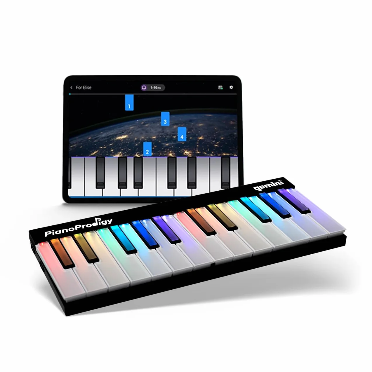 Gemini Sound PianoProdigy Clavier 24 touches Bluetooth éclairé portable MIDI contrôleur sans fil iOS Android