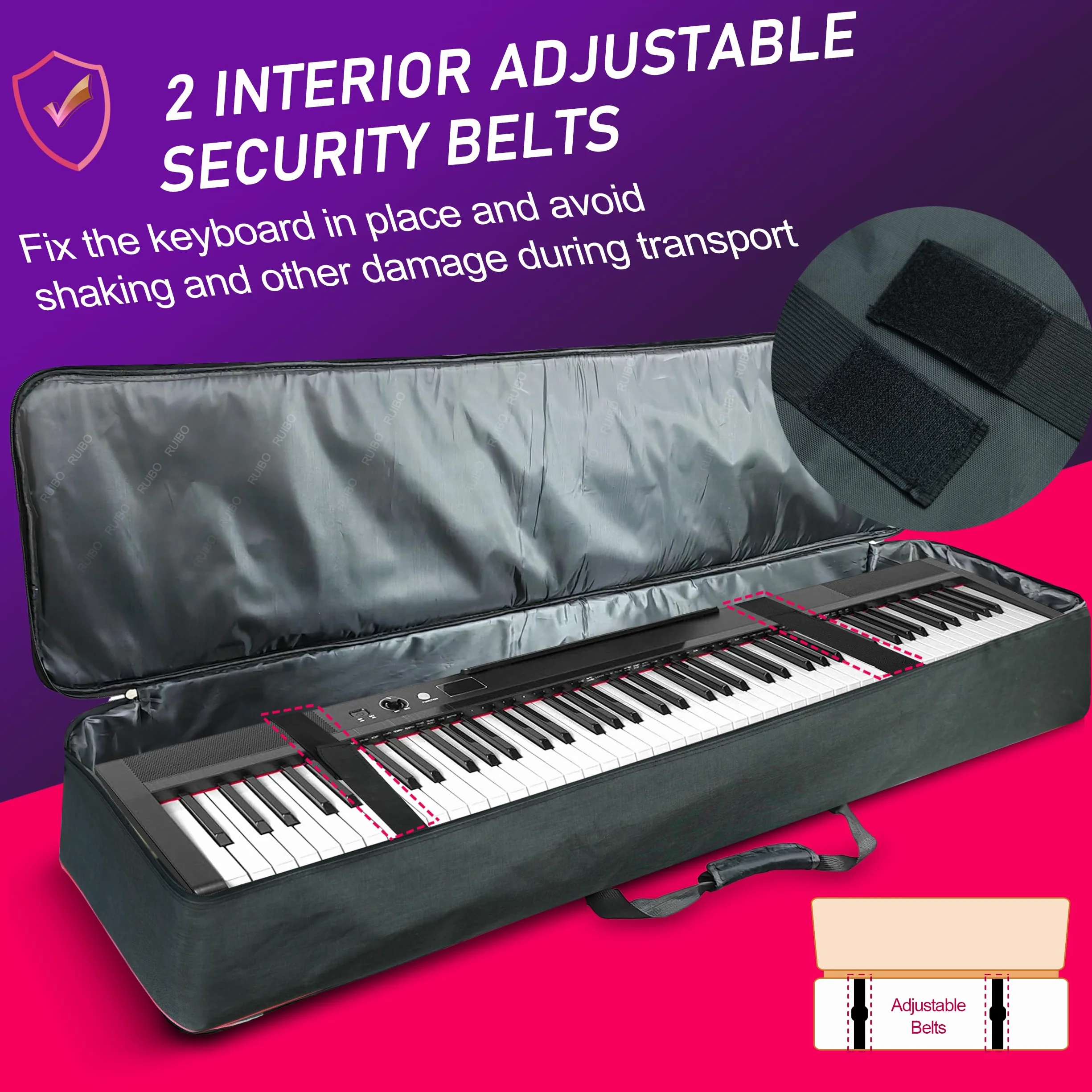 Ruibo Housse de Transport pour Clavier 88 Touches, Tissu Oxford 600D imperméable, 137,2 x 33 x 17 cm, Rouge