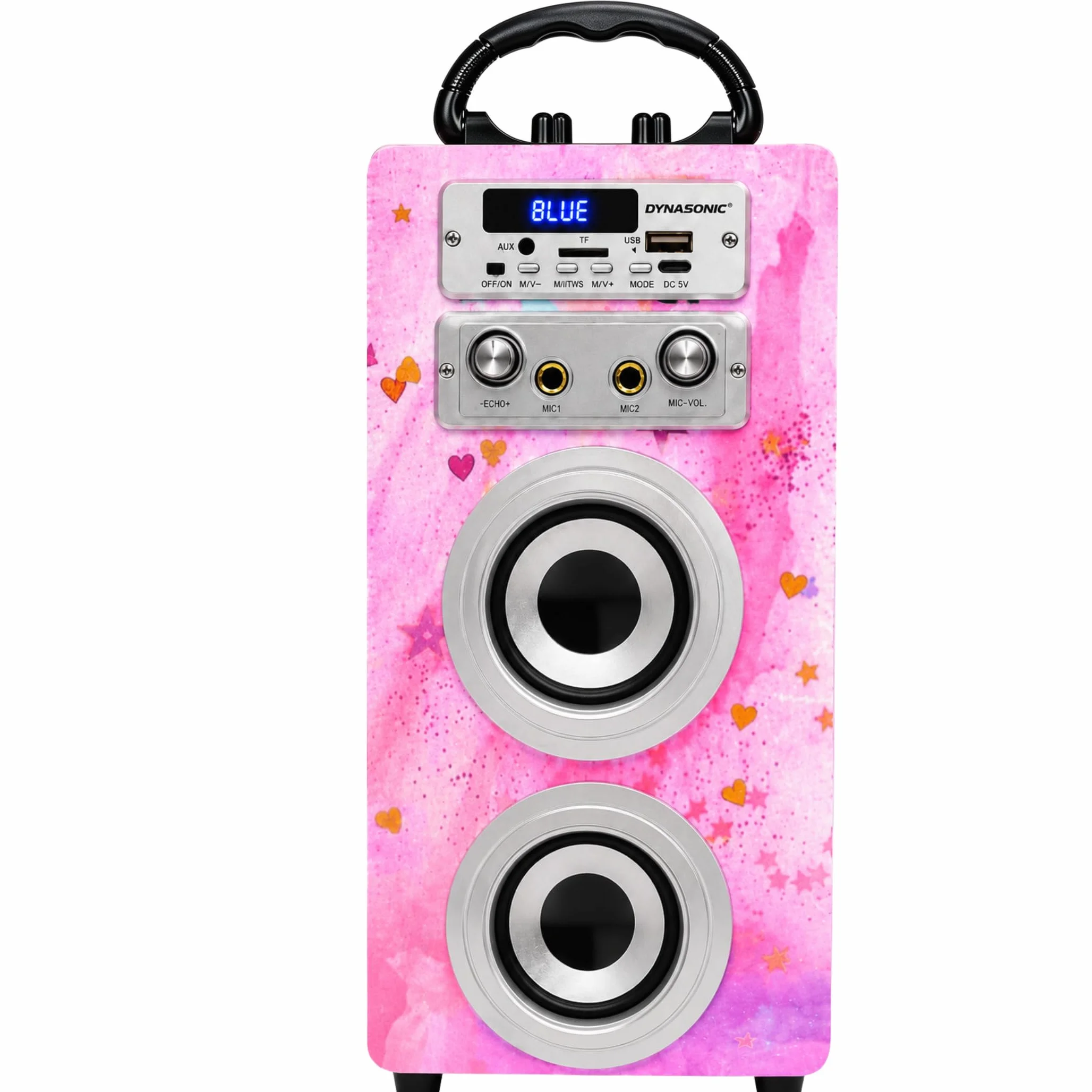 Dynasonic Machine Karaoké Portable Bluetooth 2 Microphones USB SD AUX Lumières LED Batterie Rechargeable
