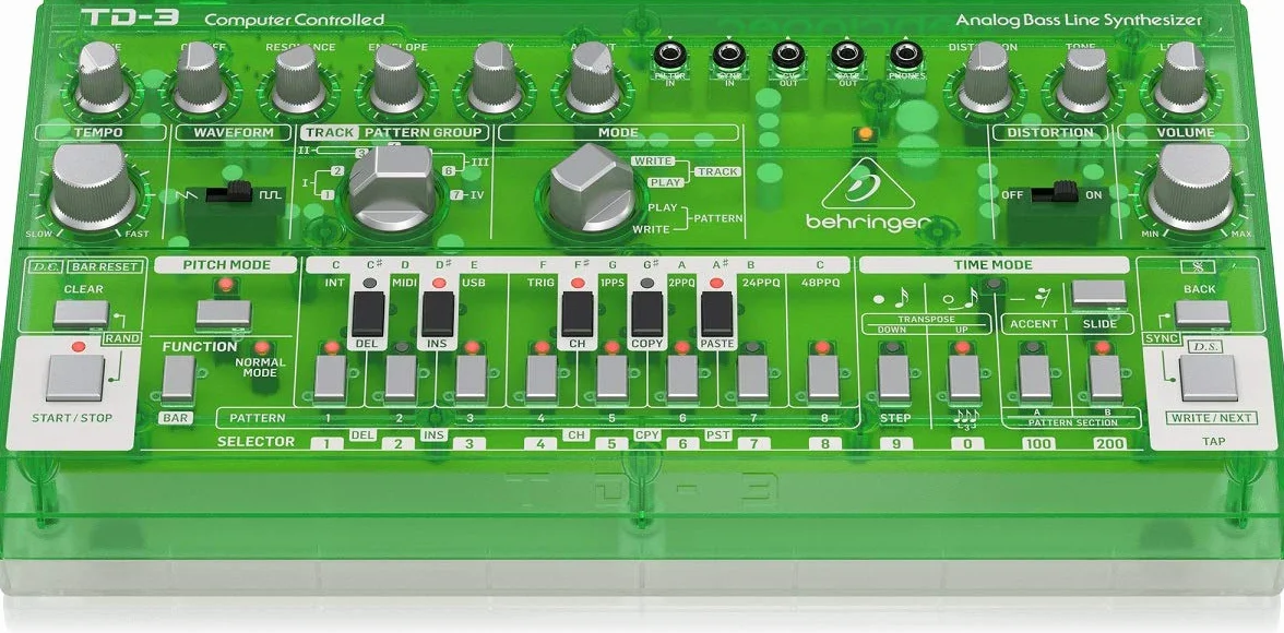 Behringer TD-3-LM Synthétiseur analogique basse avec séquenceur 16 pas, VCO, VCF, 16 voix