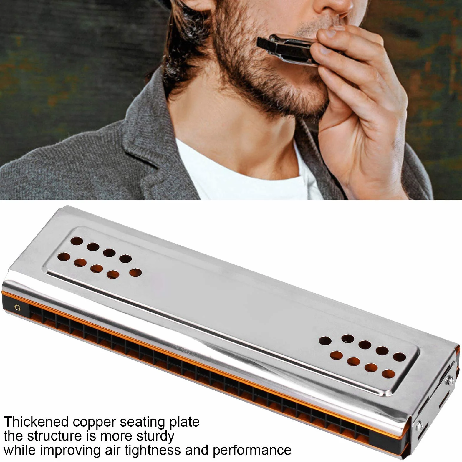 Harmonica 24 Trous C et G Double Face Trémolo Débutants