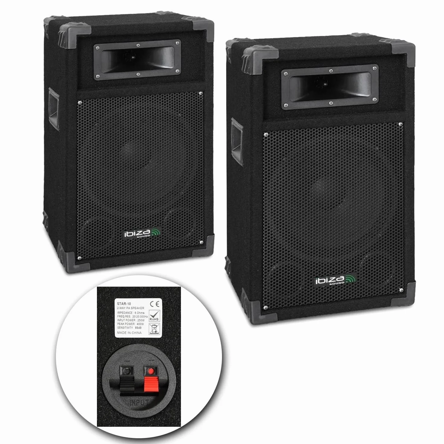 Pack Sono DJ-MIX500-BT 500W Ampli Enceintes Table Mixage USB Bluetooth Micro Câbles