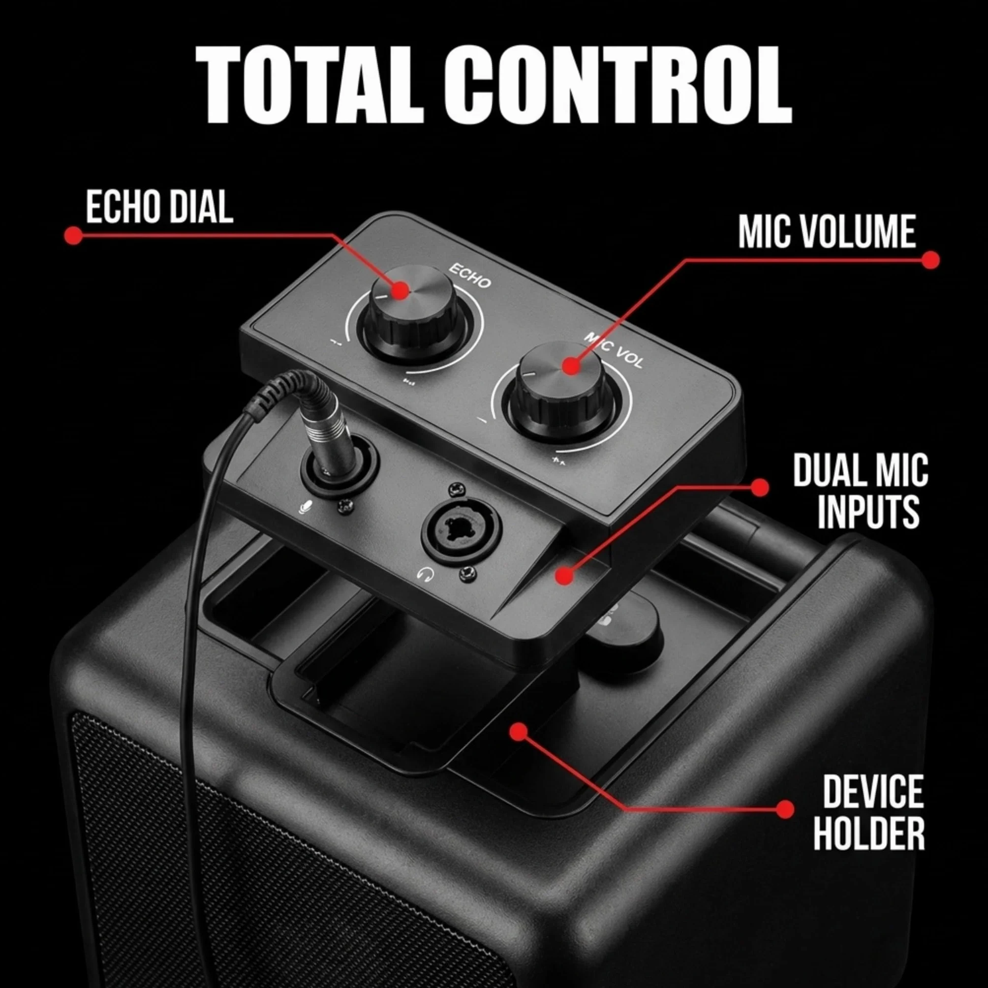 RockJam Machine de karaoké Bluetooth 10 Watts Rechargeable avec Deux Microphones et Jeux de lumière