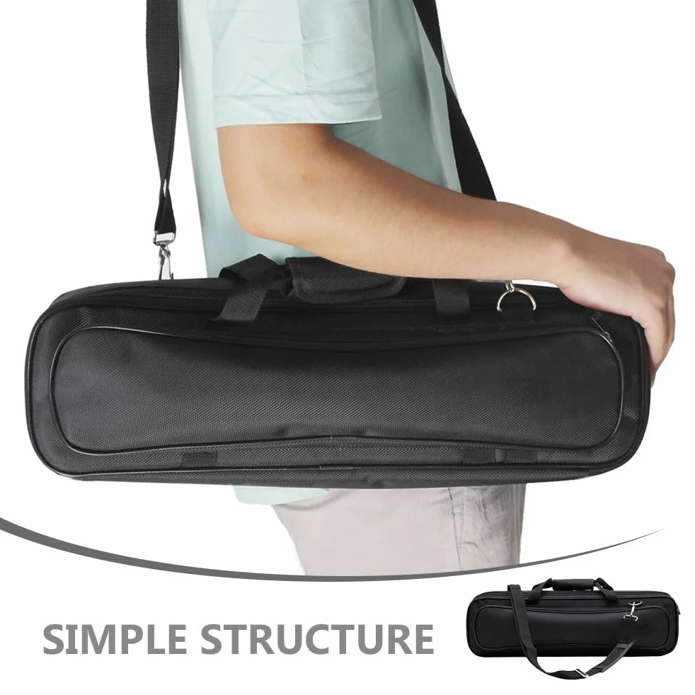 Sac De Flûte Oxford Rembourré Épais Bandoulière Ajustable Portable pour Flûte Traversière 16 Trous Rangement Instrument