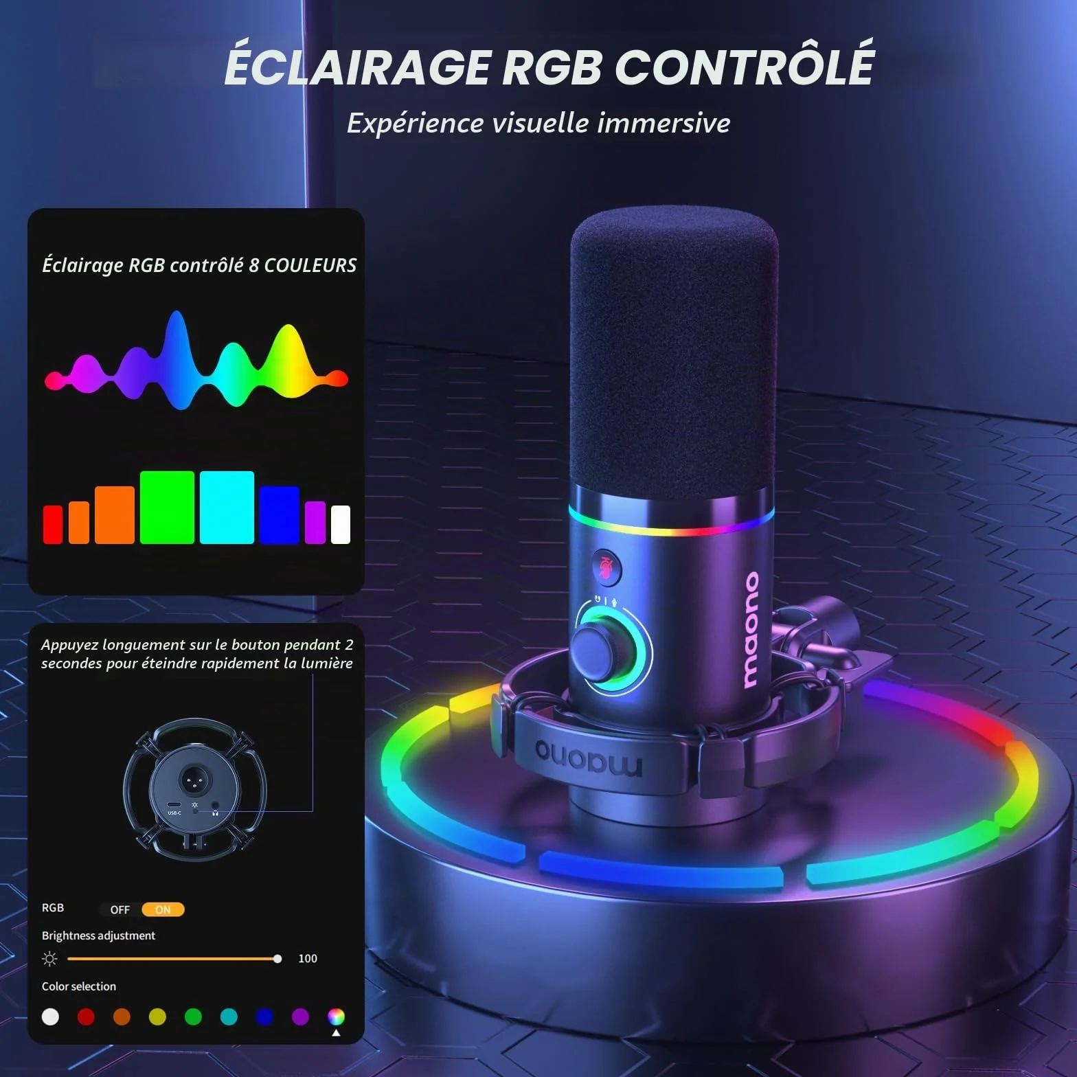 MAONO PD200XS Micro Kit XLR-USB Dynamique pour Streaming Gaming Podcast Enregistrement Noir