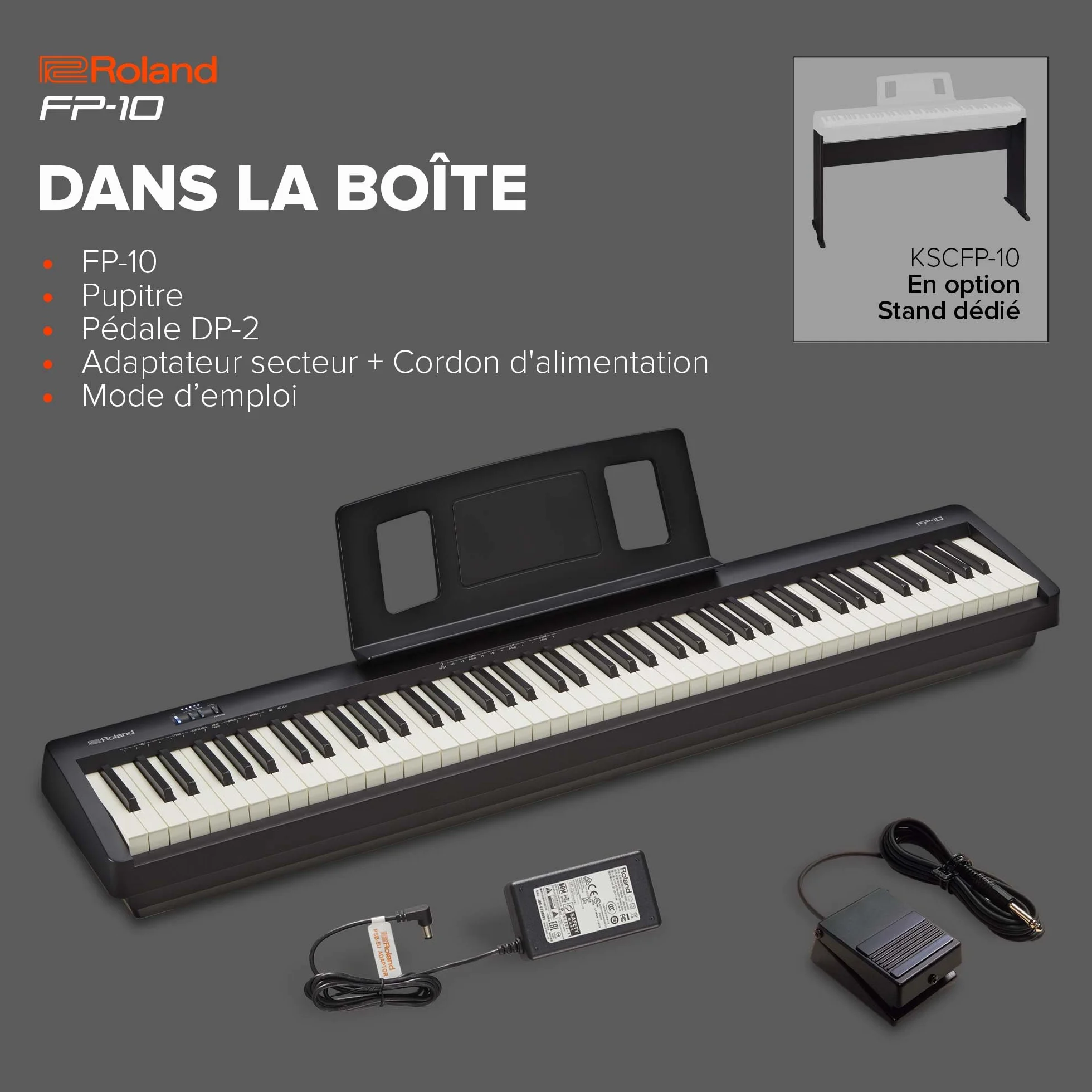 Roland FP-10 Piano numérique 88 touches SuperNATURAL Piano clavier à toucher acoustique