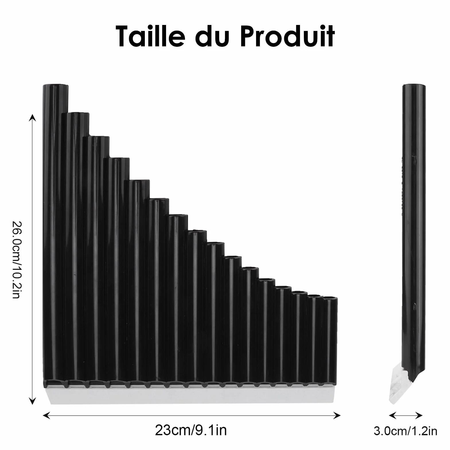 Flûte de Pan 16 tuyaux Instrument de Musique Facile à Apprendre et à Jouer Noir