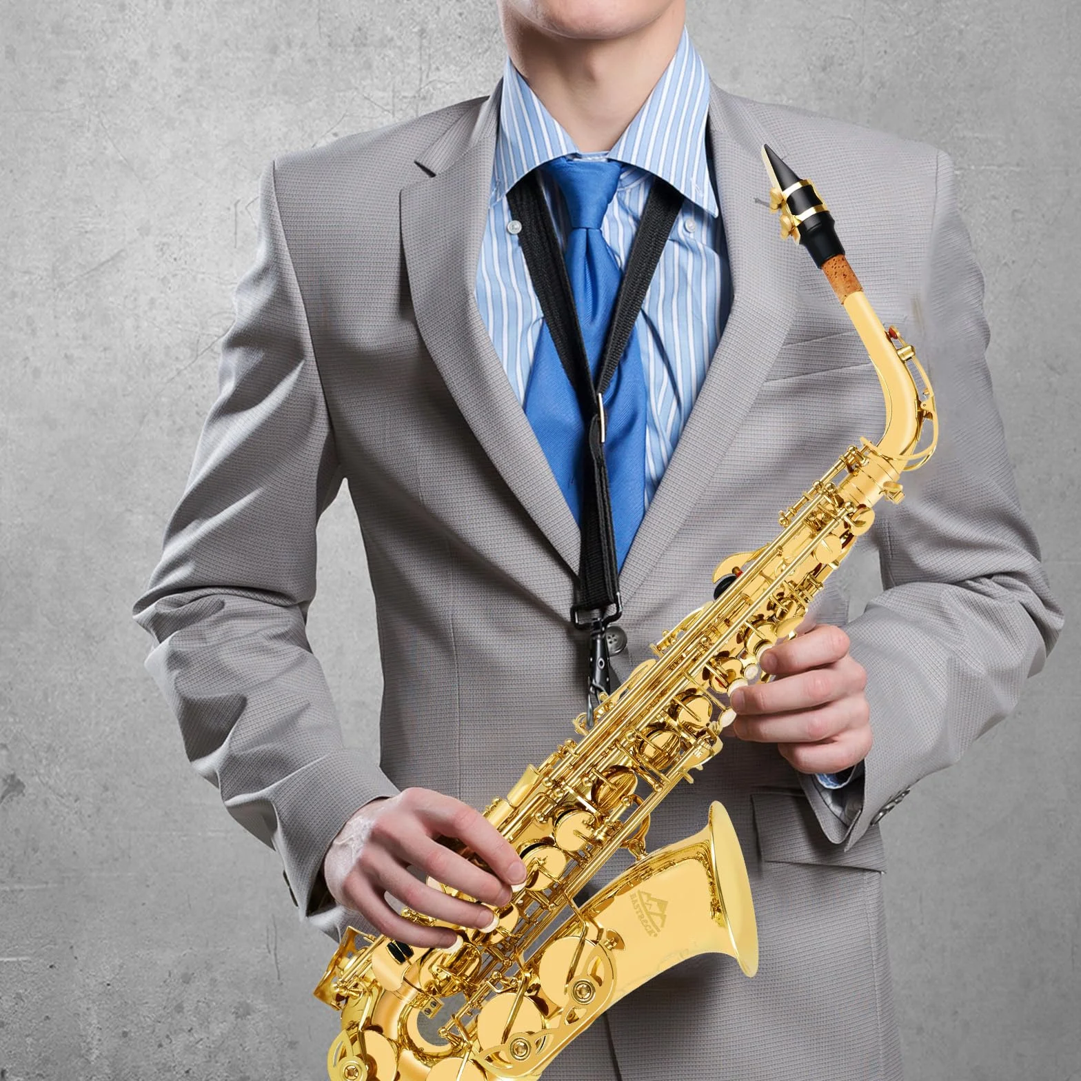 EASTROCK Saxophone Alto E Plat en Laiton Laqué Doré, Étui Rigide Inclus