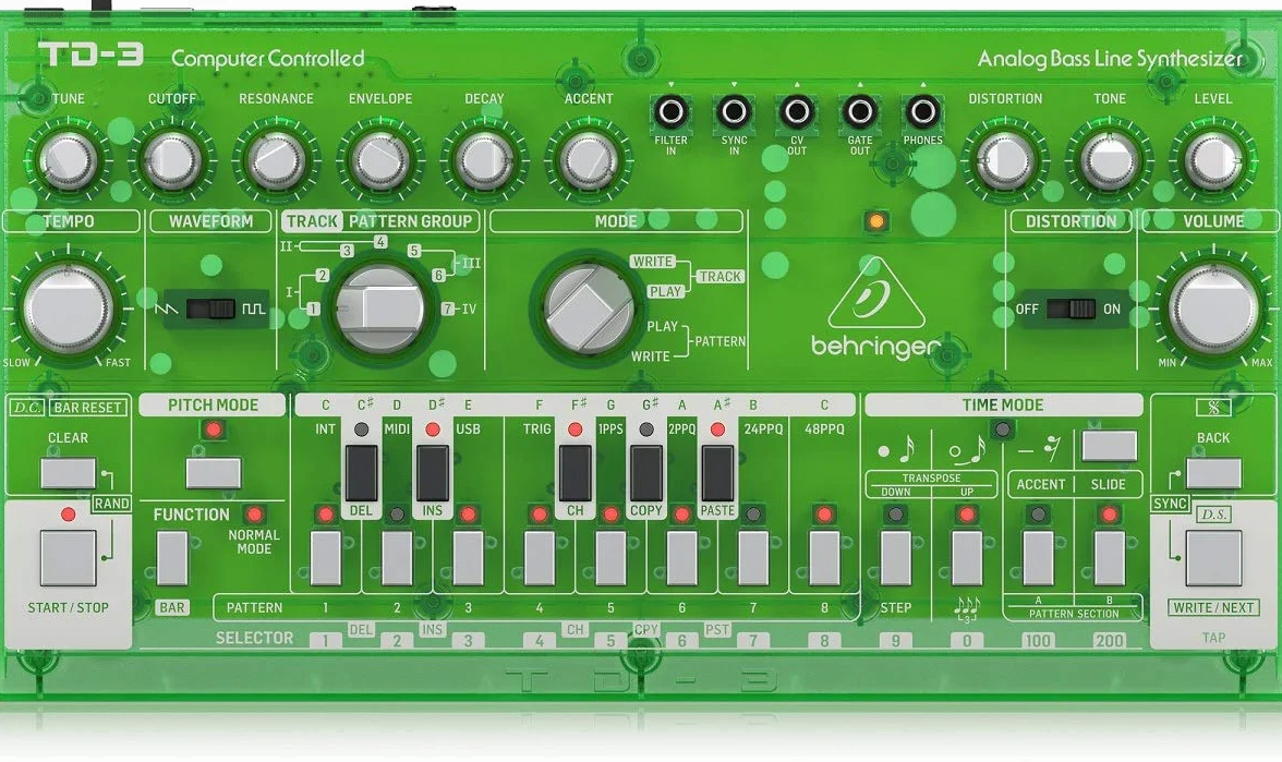 Behringer TD-3-LM Synthétiseur analogique basse avec séquenceur 16 pas, VCO, VCF, 16 voix