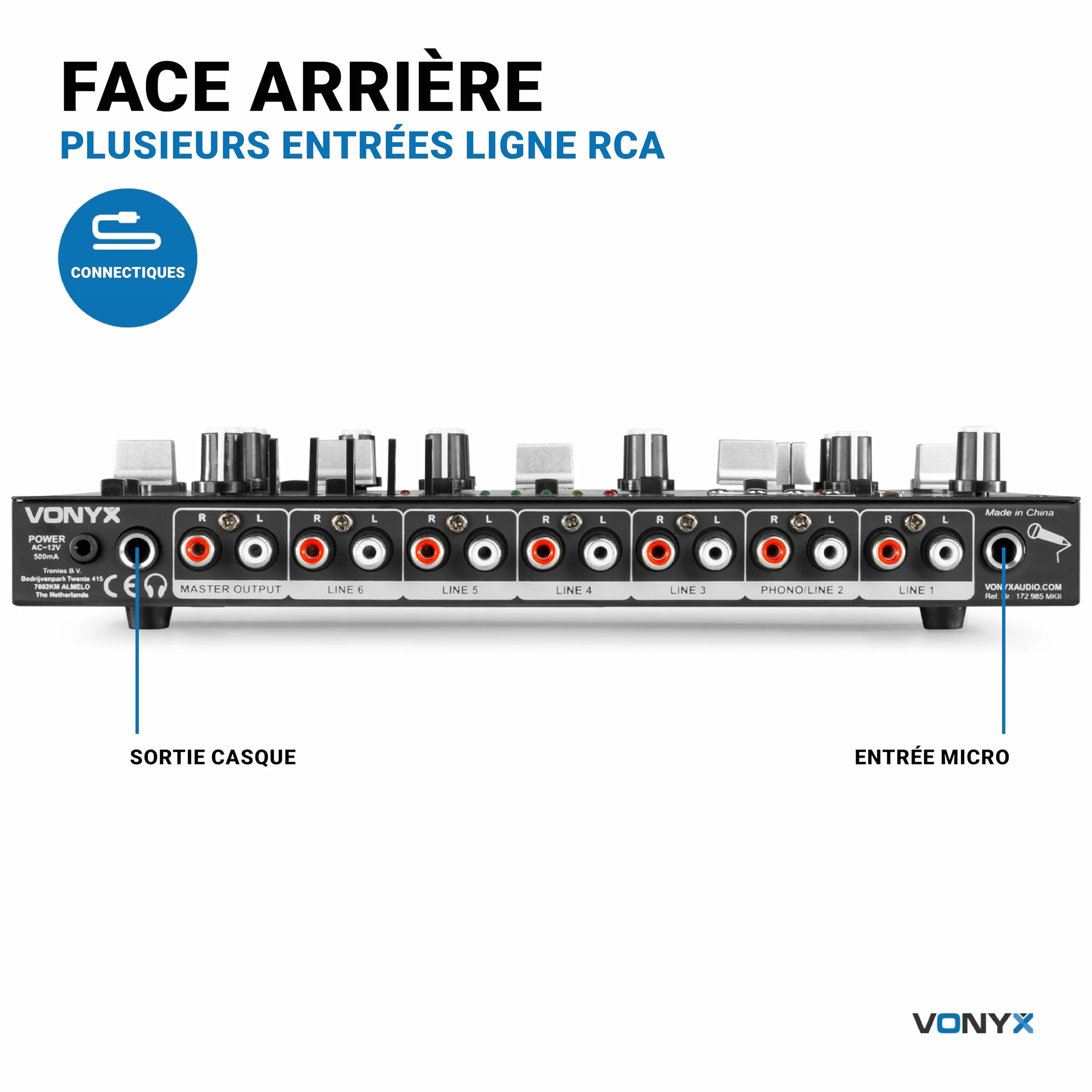 Vonyx STM2290 Table de Mixage DJ 8 Canaux Bluetooth USB Entrée Micro Sortie Casque
