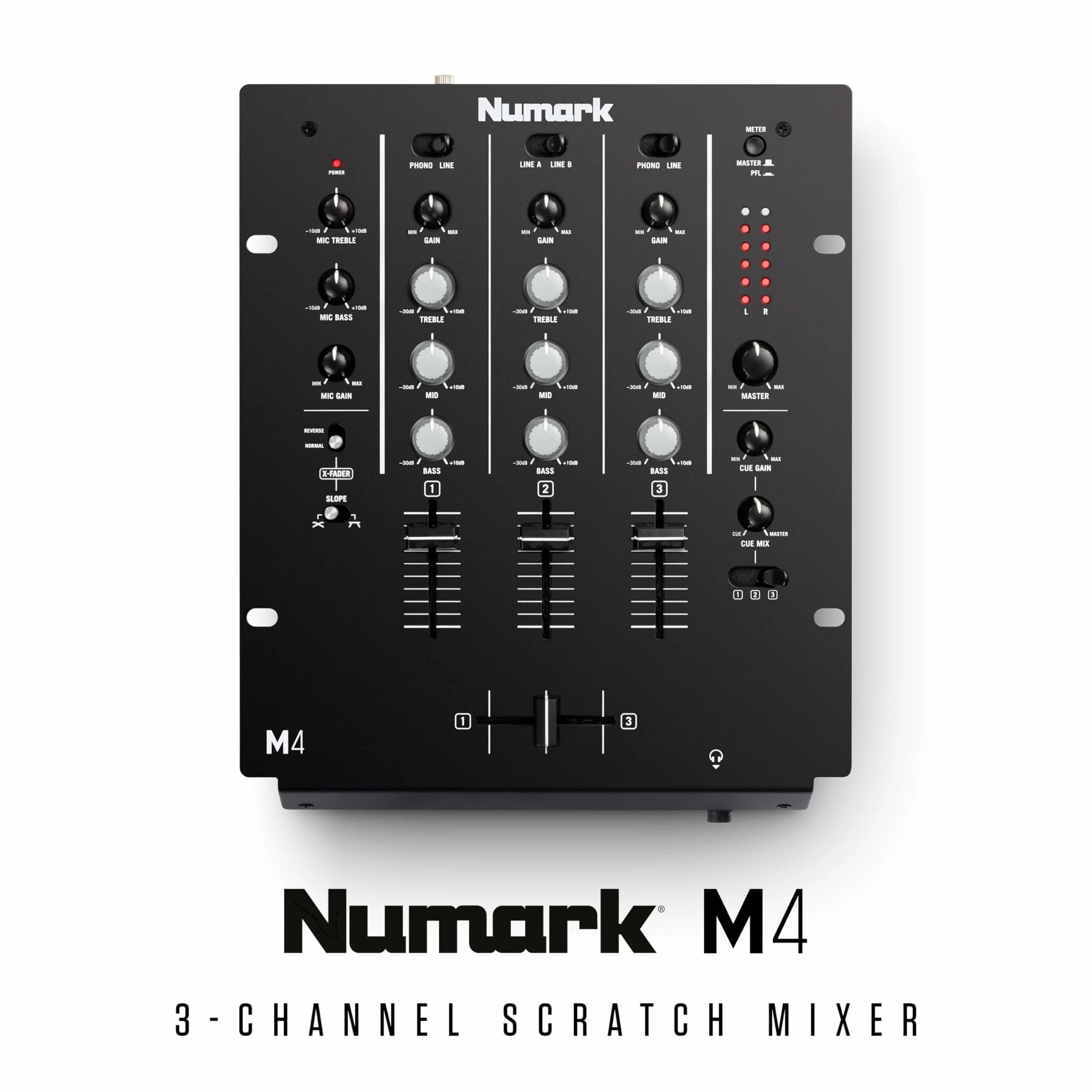 Numark M4 Table de Mixage DJ 3 Voies avec EQ 3 Bandes, Entrée Micro, Crossfader