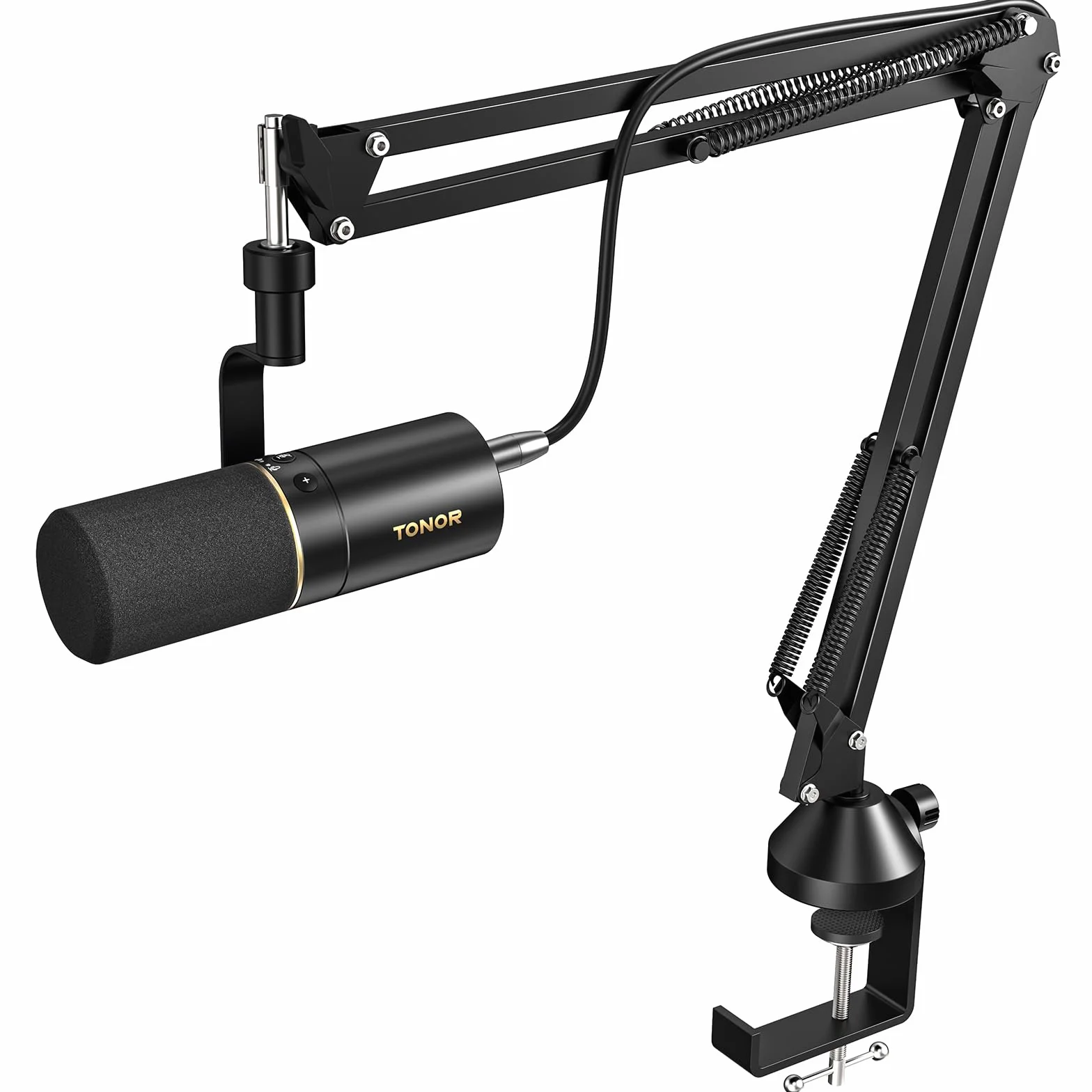TONOR TD510+ Microphone Cardioïde Dynamique USB/XLR Studio avec Bras de Support pour Podcasting Gaming Streaming
