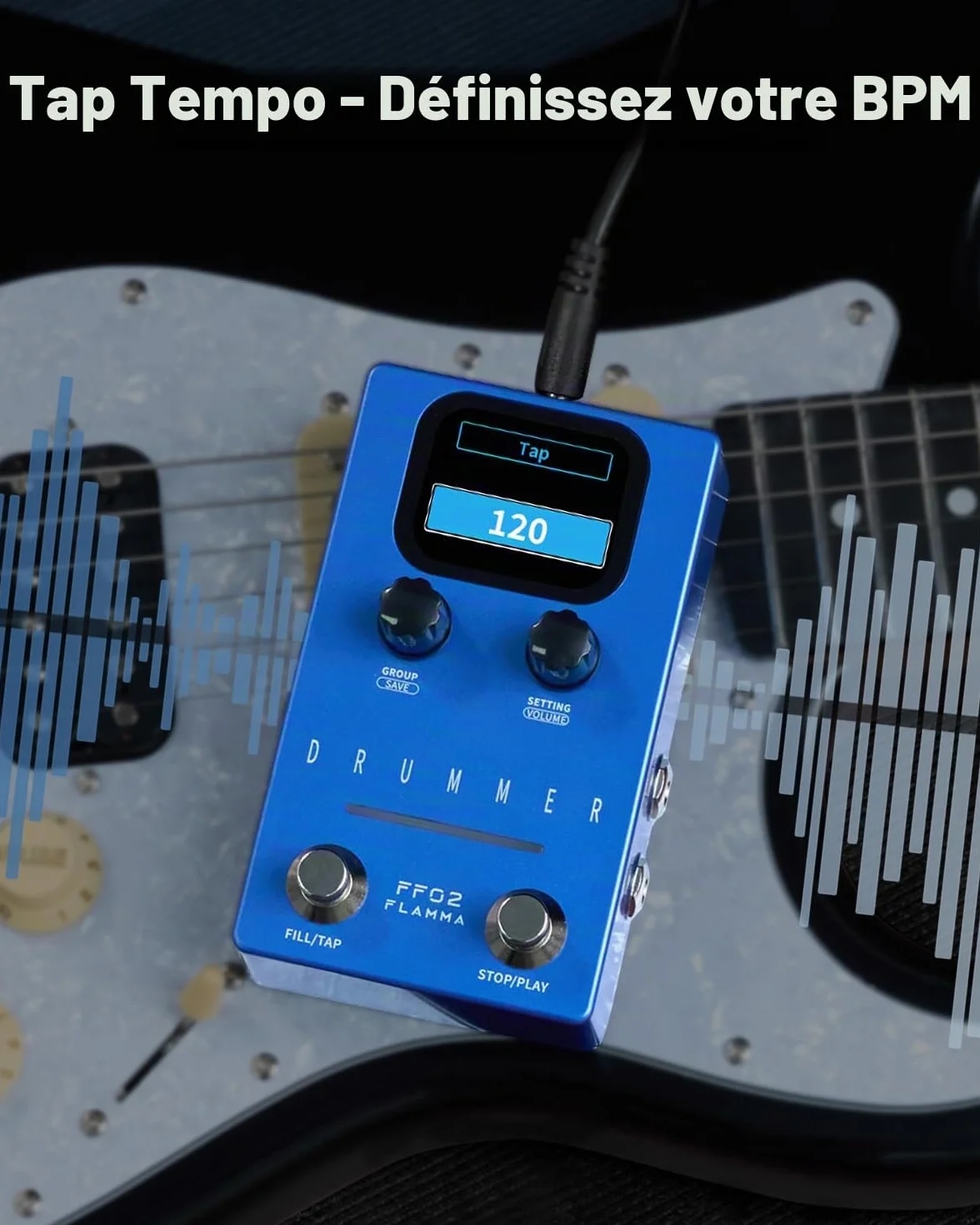 FLAMMA FF02 Pédale de guitare machine à tambour 121 rainures batterie 11 genres Tap Tempo rythmes personnalisables E/S stéréo
