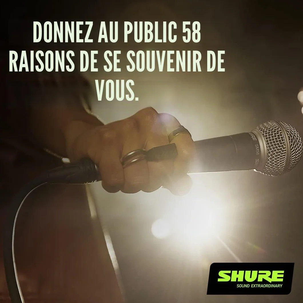 Shure SM58-Lce Microphone Dynamique Cardioïde pour Voix, Spectacle Live, Sonorisation et Studio