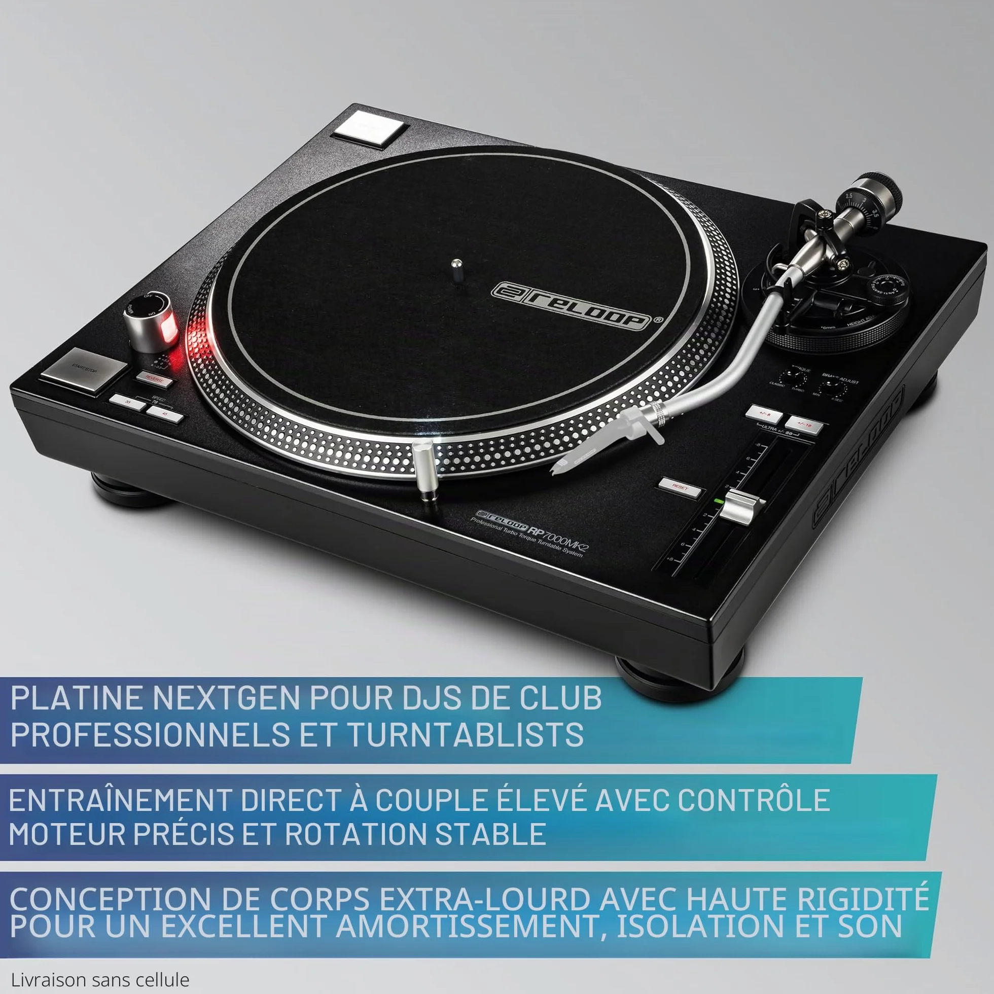 Reloop RP-7000 MK2 Platine DJ Professionnelle avec entraînement Direct Upper Torque Quartz