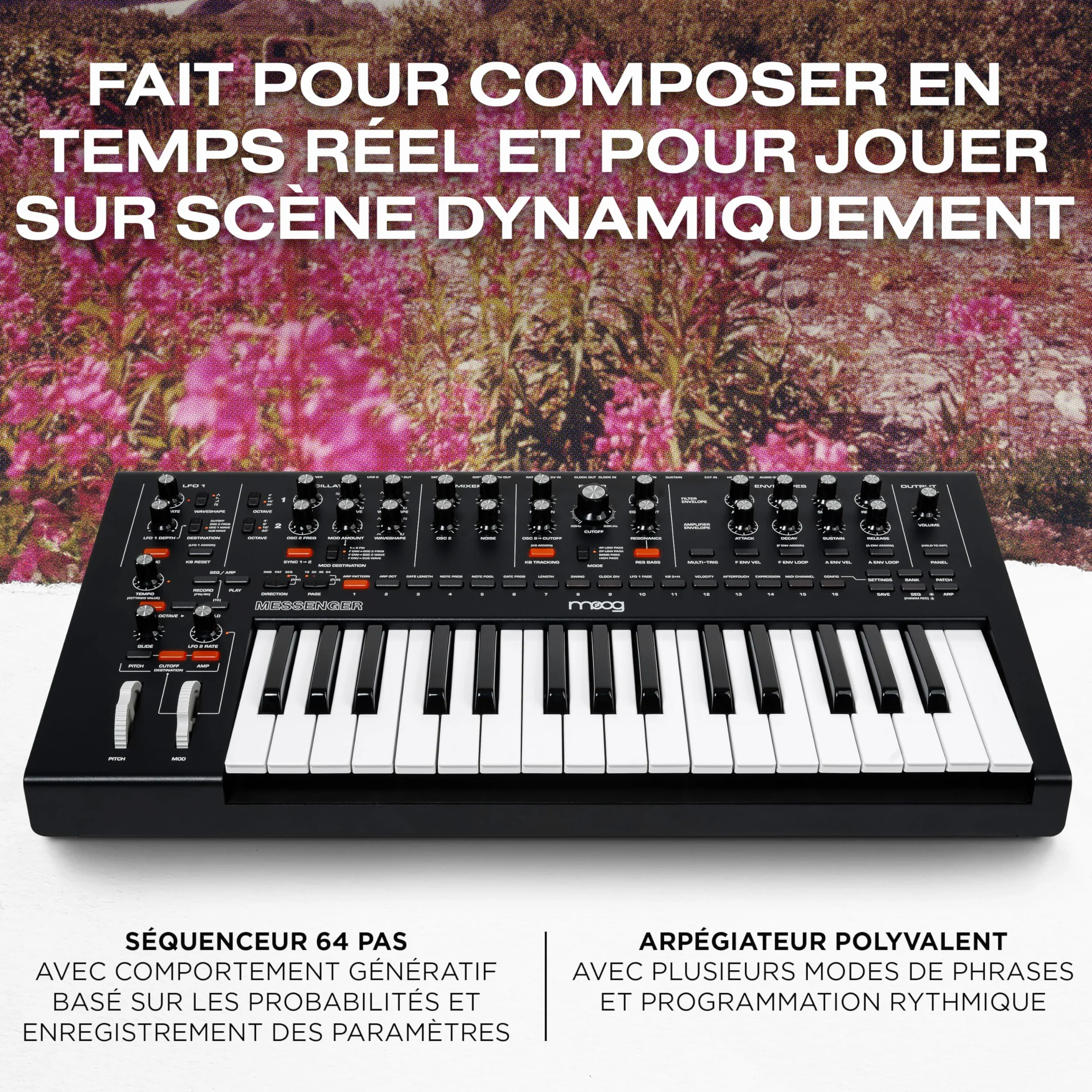 MOOG Messenger Synthétiseur Monophonique Analogique 32 Touches Séquenceur 64 Pas