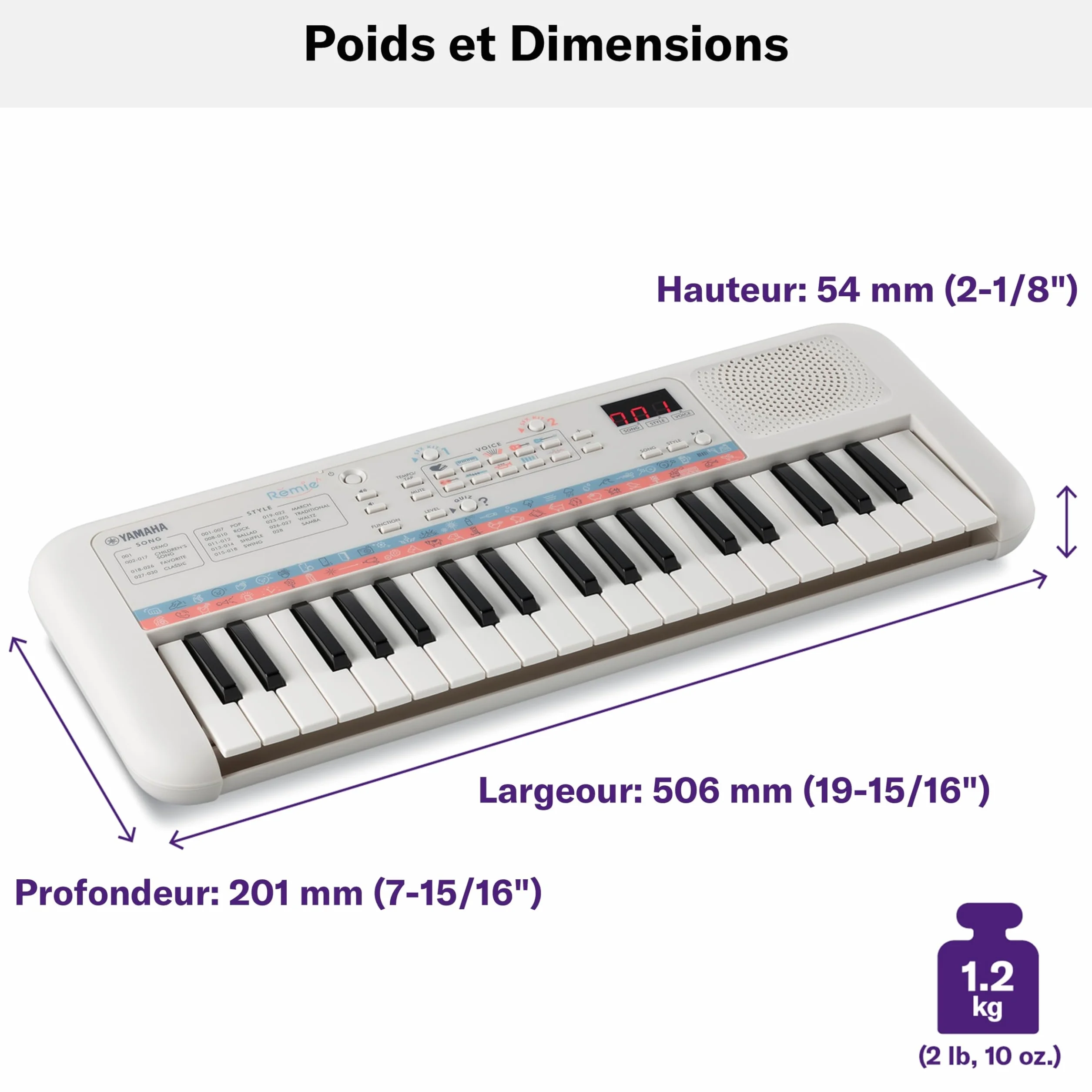 Yamaha PSS-E30 Clavier Mini Touches d'initiation portable pour enfants avec sonorités intégrées Blanc