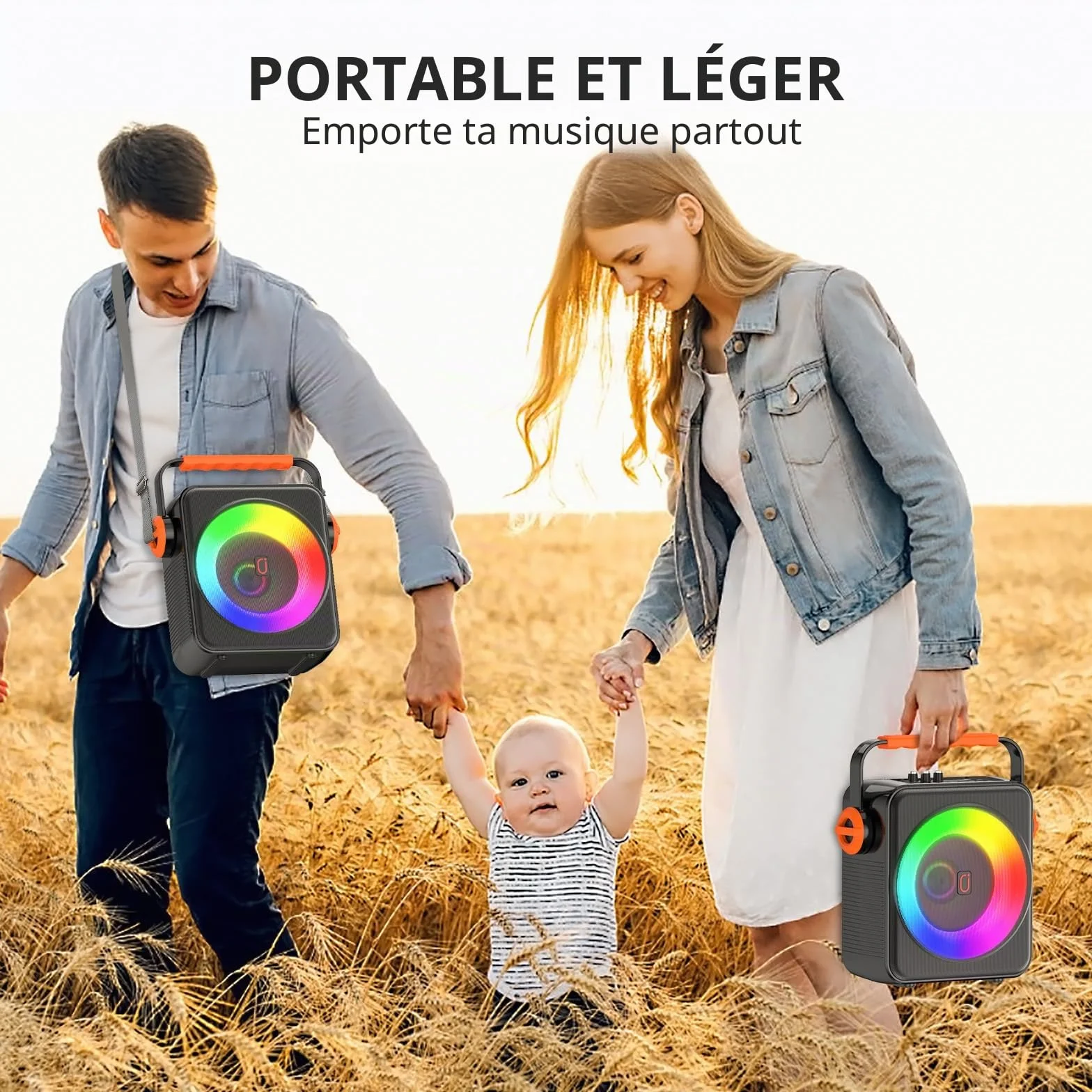 Karaoke Machine Bluetooth 5.3 120W Portable Enceinte avec Lumière RVB DSP