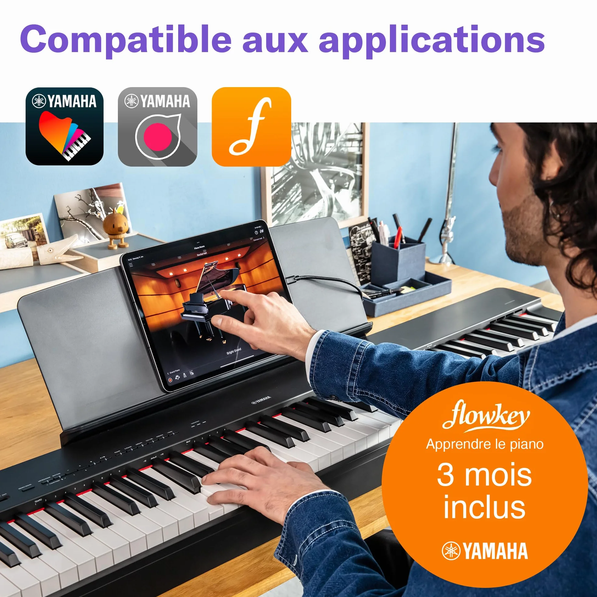 Yamaha P-225 Piano numérique 88 touches Graded-Hammer-Compact 24 voix noir
