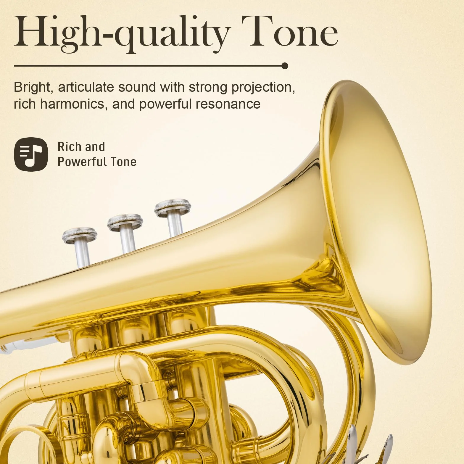 SONICAKE Trompette de Poche Sib Laiton Or, Kit Débutant avec Embouchure 7C, Étui Rigide, Gants QPT-01