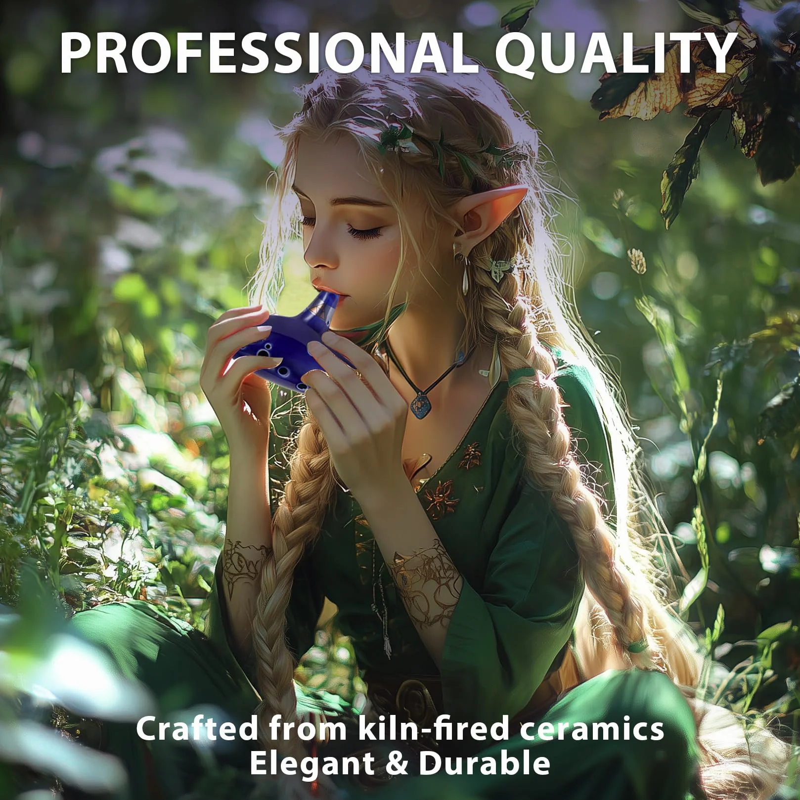 Ocarina Zelda 12 trous Alt C Ocarina of Time Replica bleu marine