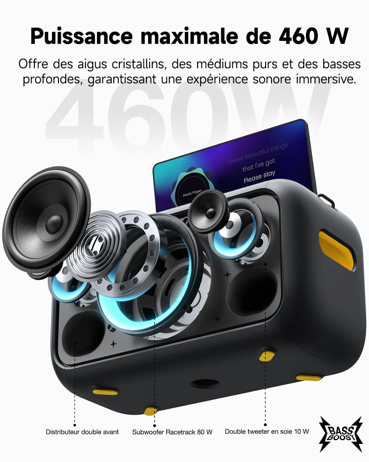Ikarao Break X1 Machine de Karaoké avec Écran Tactile 13,3", Enceinte Bluetooth 800W, 2 Micros sans Fil et Éclairage LED